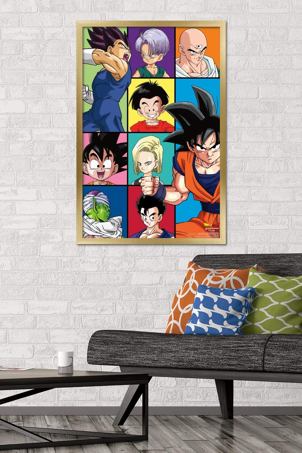 Trends International Dragon Ball Z - Grid Wall Poster, 22.375'' X 34'', Gold Framed Version