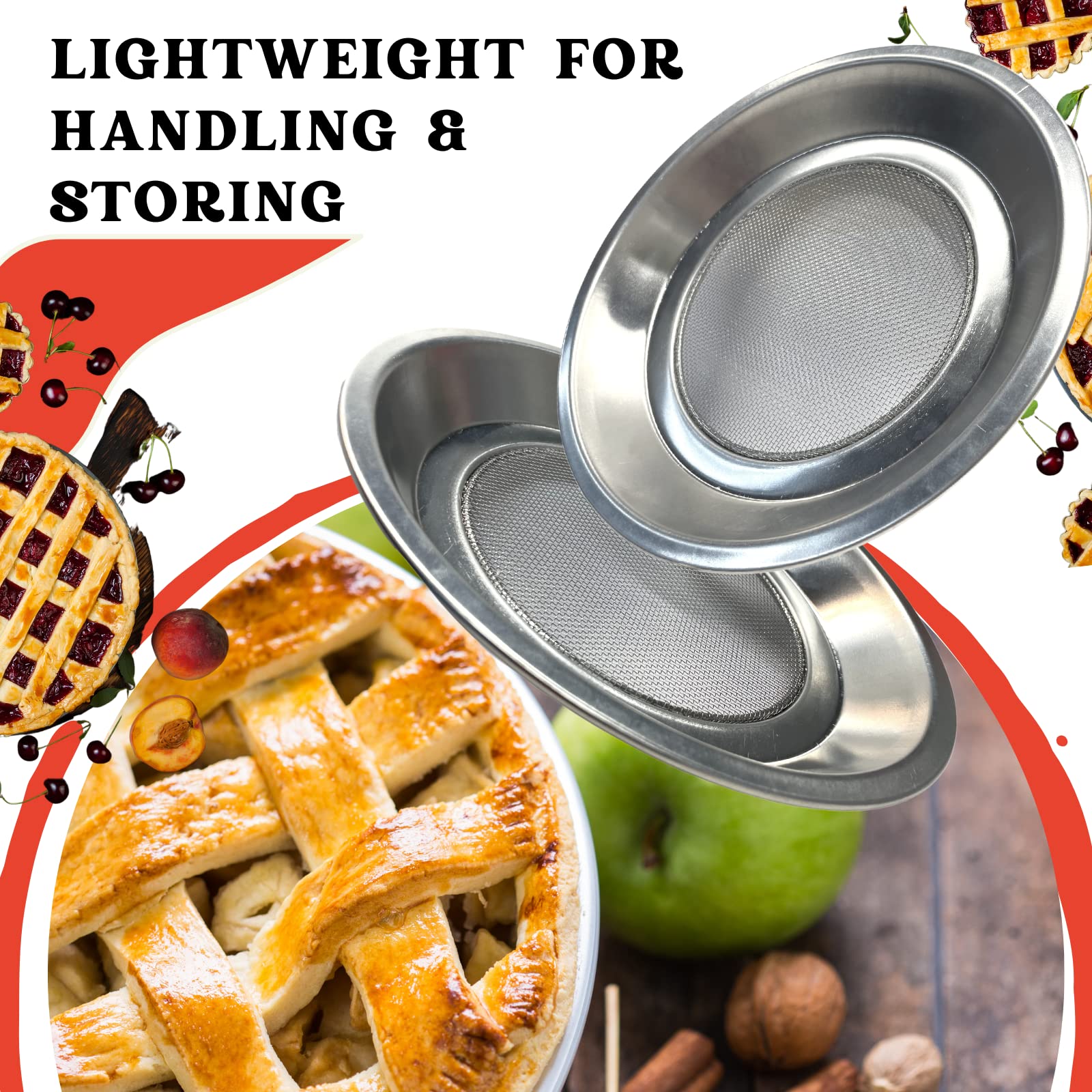 2 Pack Pie Pan With Mesh Bottom Nonstick 9.8'' Reusable Pie Baking Plates Pan Bakeware Round Cake Pans For Crisp Baking Perforat