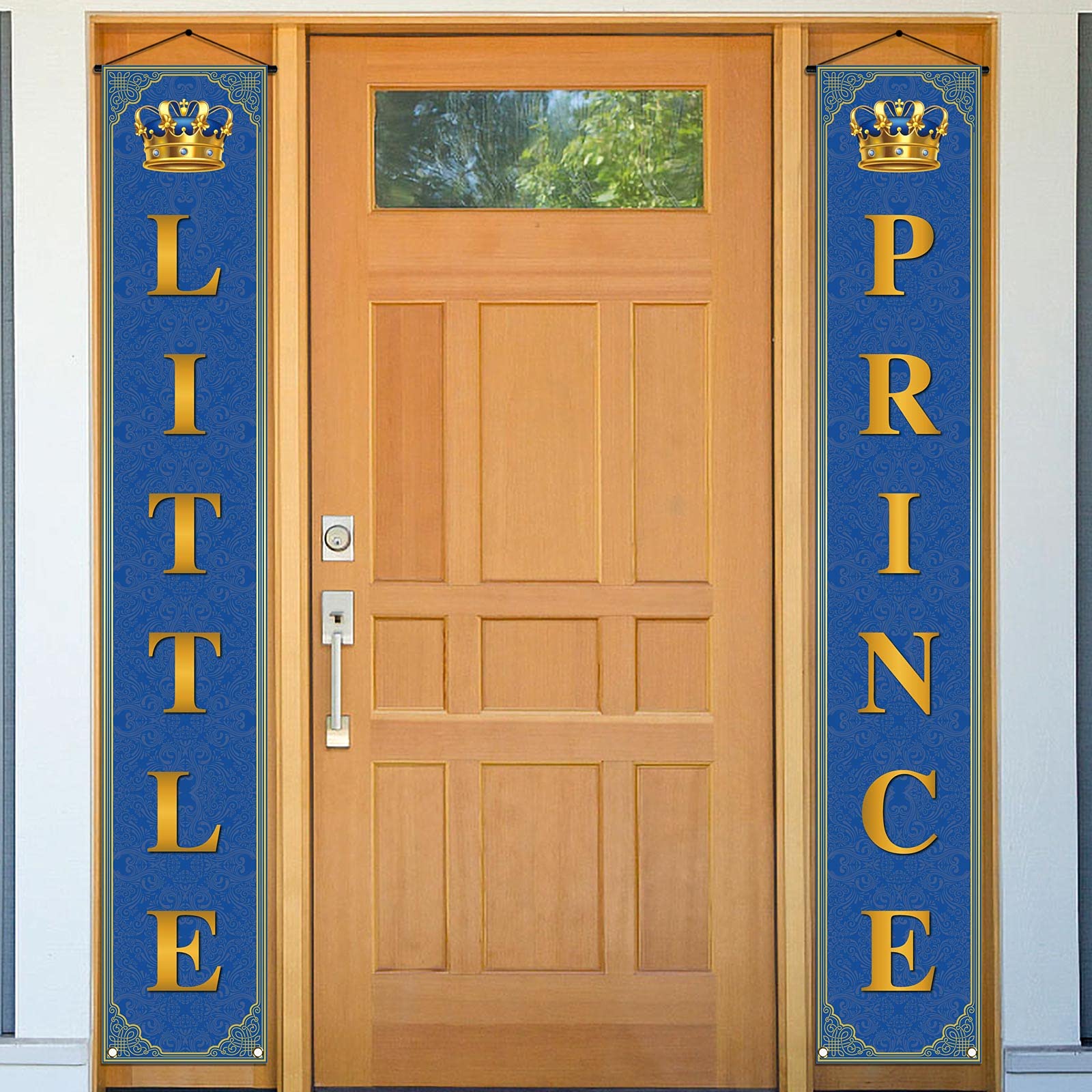 Royal Prince Baby Shower Decoration For Boy Little Prince Porch Banner Blue And Gold Little Prince Crown Royal Celebration Party