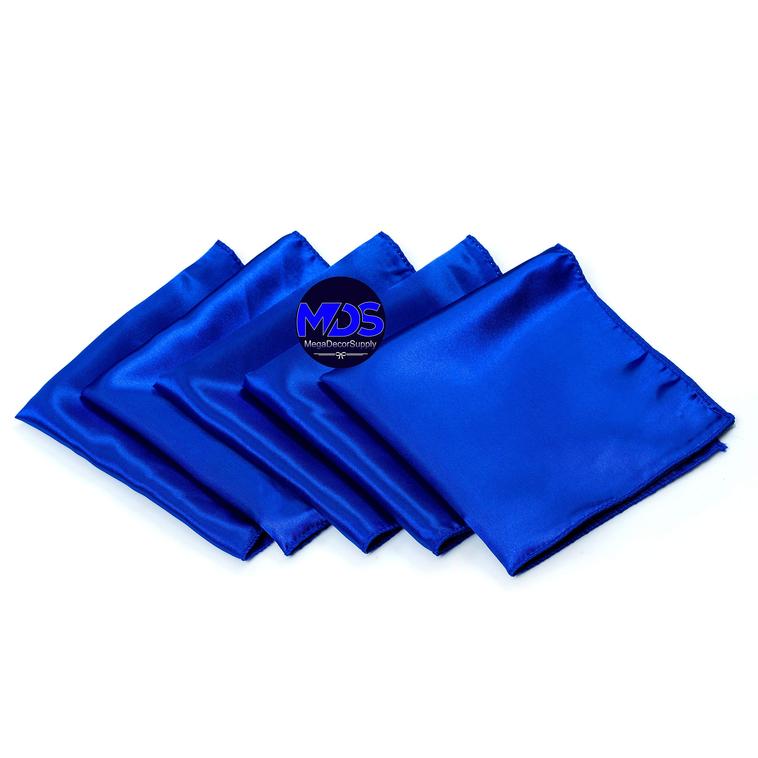Mds Pack Of 25 Wedding Satin 12''X 12'' Square Dinner Napkin Or Handkerchief For Wedding Banquet Decoration - Royal Blue