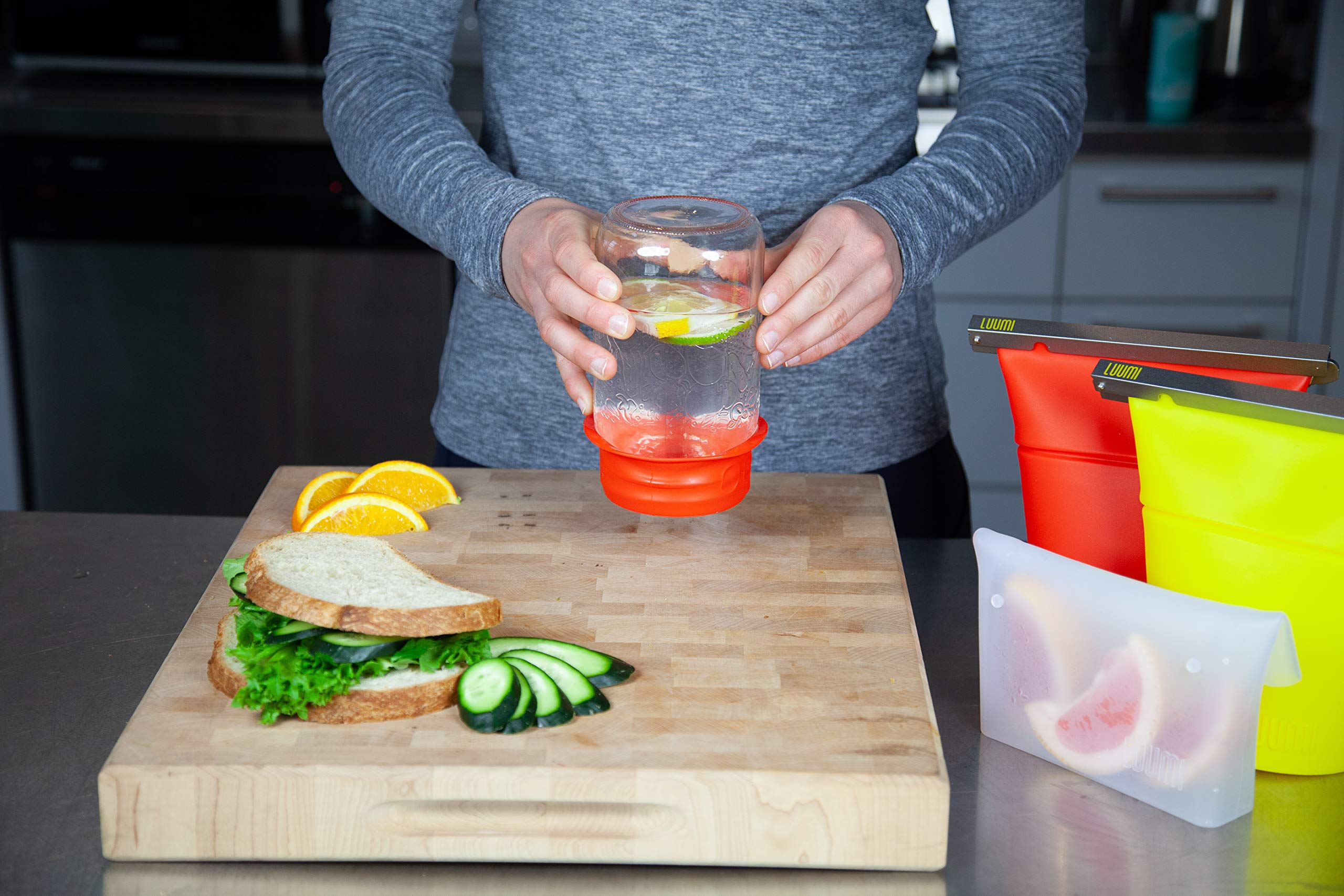 Luumi Unplastic Sealed Lid - Reusable 100% Platinum Silicone Sealed Lid - Microwave, Oven, Freezer And Dishwasher Safe (Red)