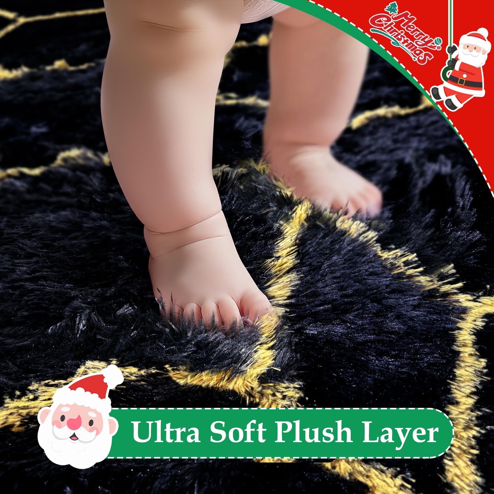 Shag Area Rug for Bedroom 4x6,Fluffy Area Rugs for Living Room,Geometric Soft Fuzzy Rug Non-Shedding Indoor Plush Carpet for Kid