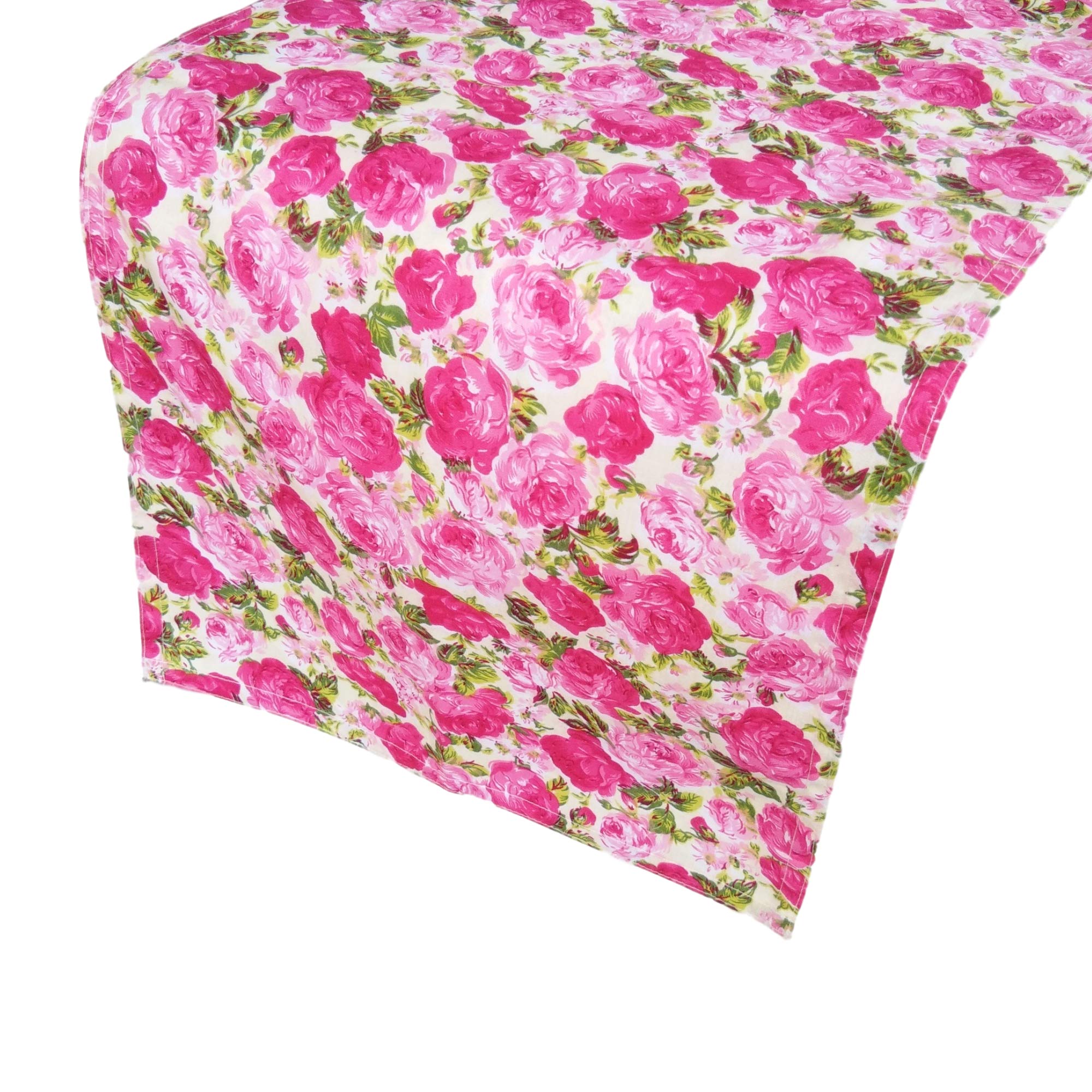 Cushystore Valentine Floral Roses Garden Table Runner Blooming Blossom Theme 100% Cotton Pink, 13 X 48 Inch