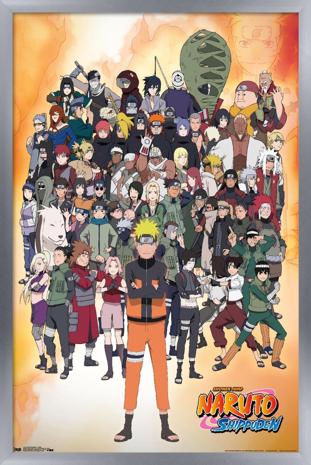 Trends International Naruto Shippuden - Group Wall Poster, 14.725'' X 22.375'', Silver Framed Version