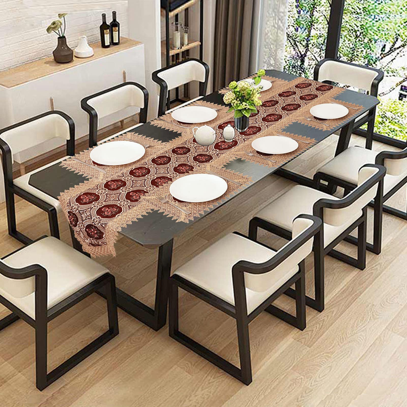 Simhomsen Set Of 4 Burgundy Lace Table Placemat Rectangular 12    18 Inch