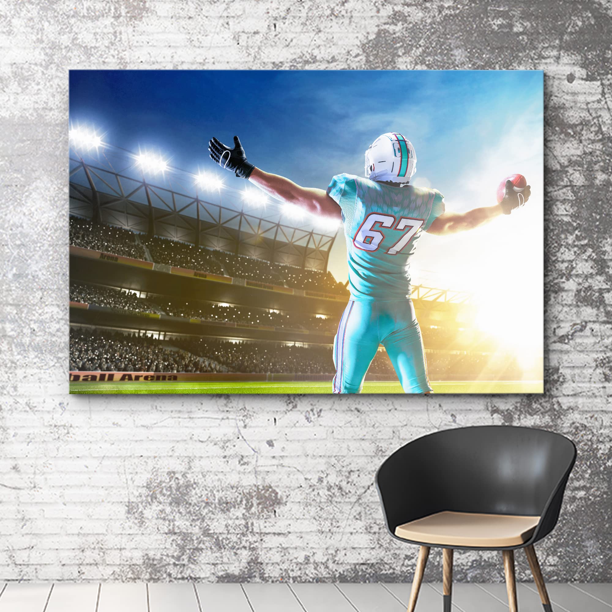 Wall26 Canvas Print Wall Art Sunset Neon Football Stadium Celebrating Goal Athletes Sports & Fitness Photography Realism Decorat