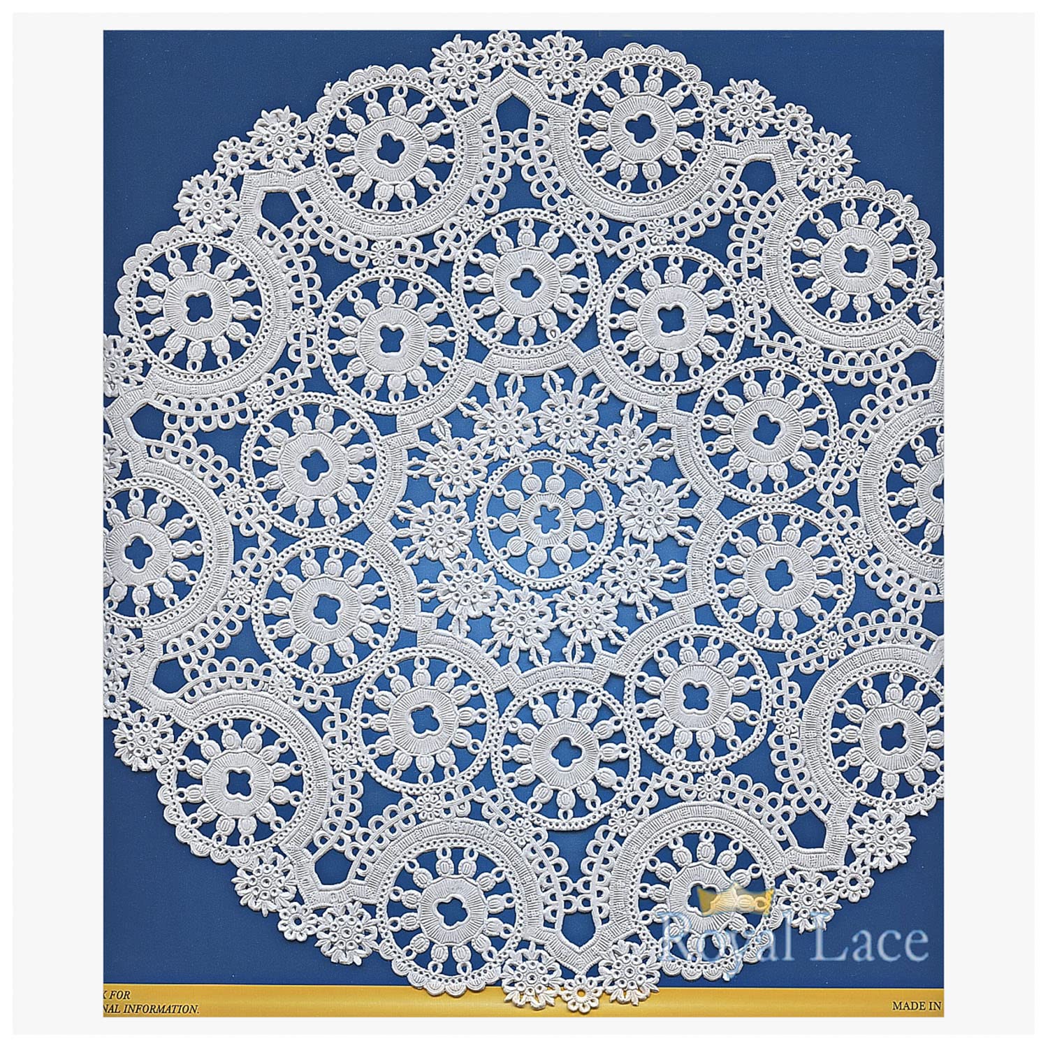 Royal Consumer Medallion Lace Round Paper Doilies, 8-Inch, Pack Of 20 (B23004), White