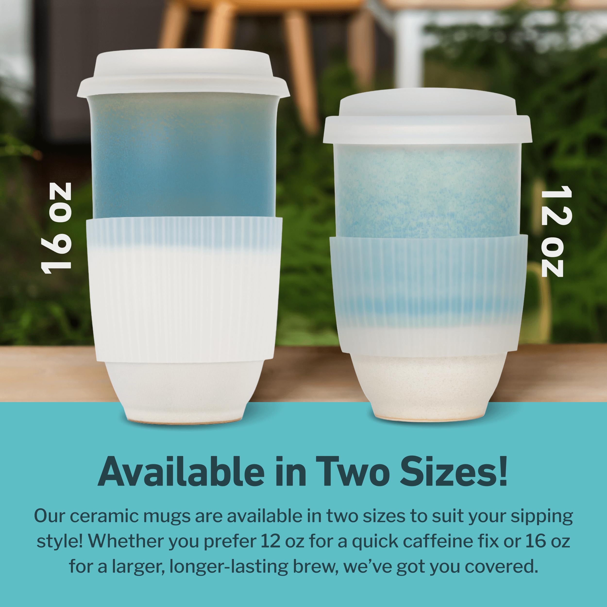 NOVA CERAMICS Travel Coffee Tumbler - Travel Mug - On the Go Coffee Mug - Microwave & Dishwasher Safe Green CoffeeTumbler - Gift