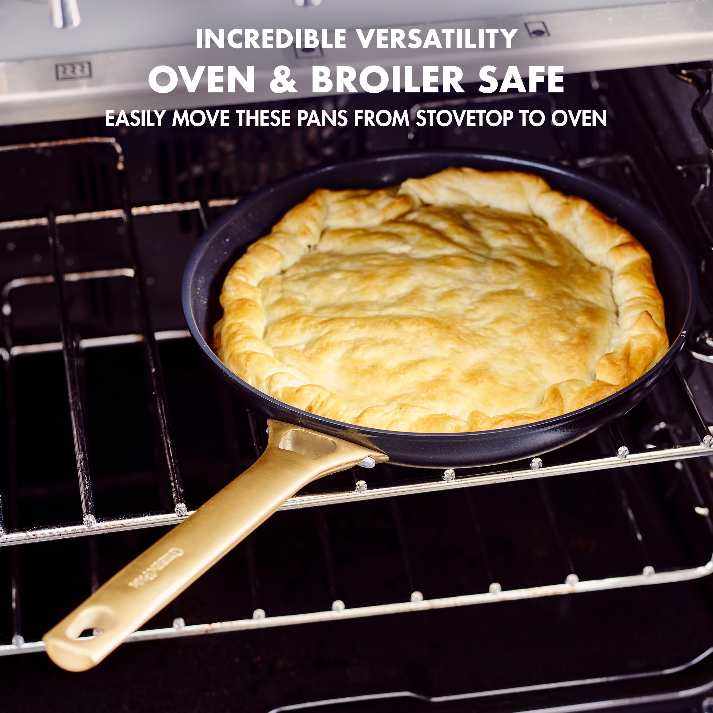 Greenpan Reserve Hard Anodized Healthy Ceramic Nonstick 8'' And 10'' Frying Pan Skillet Set, Gold Handle, Pfas-Free, Dishwasher