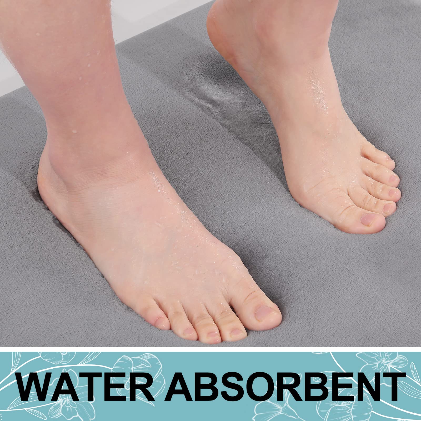 Smiry Memory Foam Bath Mat, Extra Soft Absorbent Bathroom Rugs Non Slip Bath Rug Runner For Shower Bathroom Floors, 30'' X 20'',