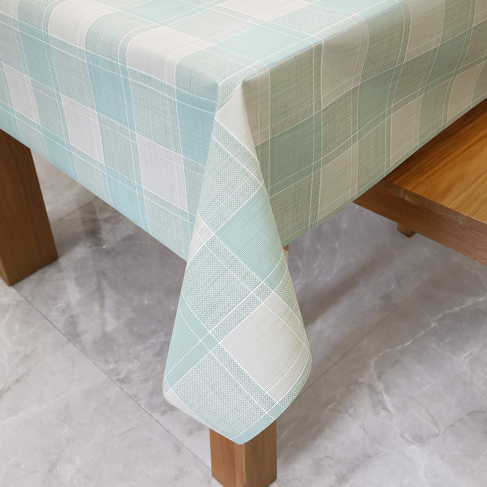 Aircowrie Waterproof Vinyl Tablecloths, Heavy Duty Oil Proof Spill Proof Plastic Table Cloth, Wipe Clean Pvc Table Cover For Spr