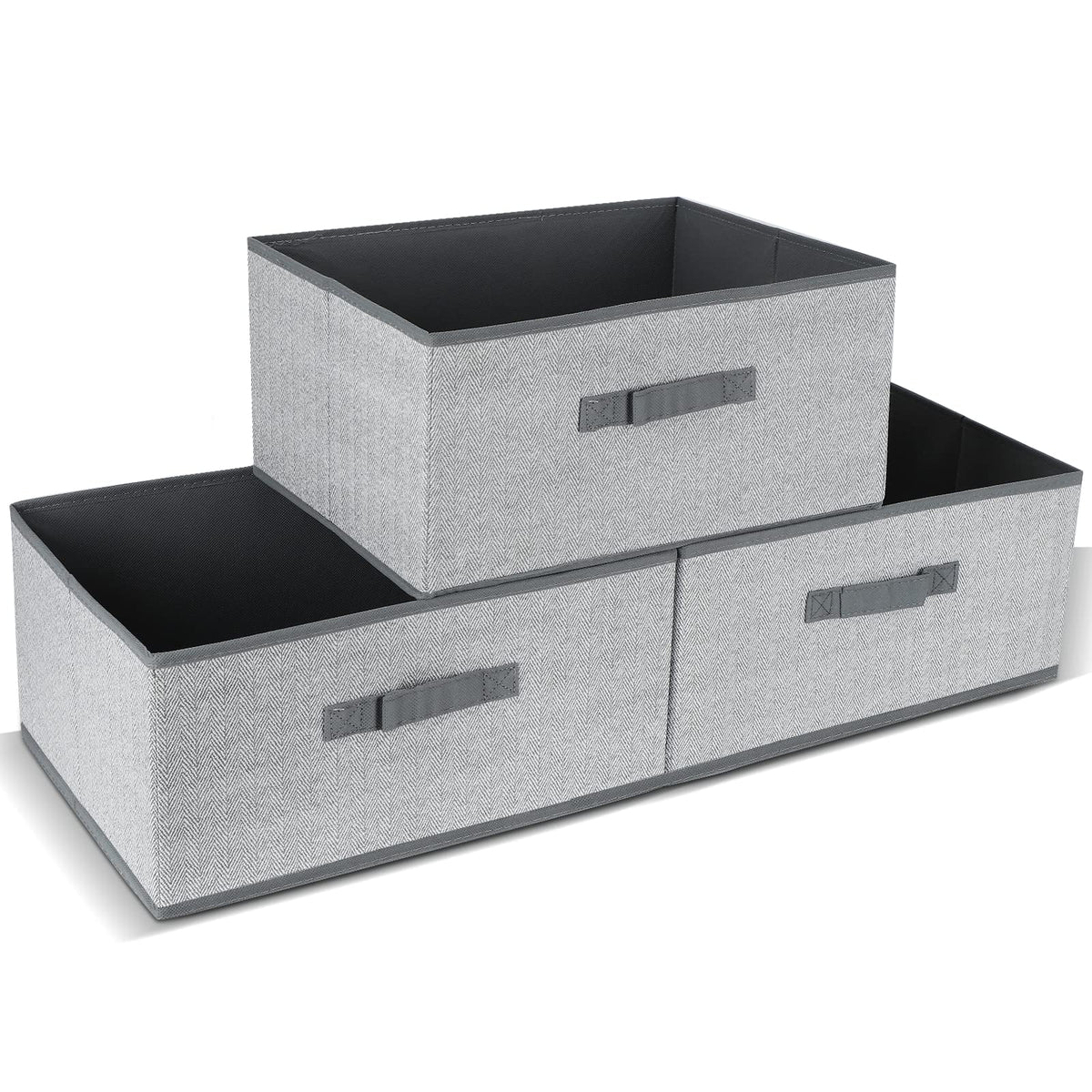 Dayard Fabric Bins [3-Pack], Foldable Cube Baskets Storage Boxes For Shelves, Closet, Bookshelf, Nursery Organizer Containers, 1