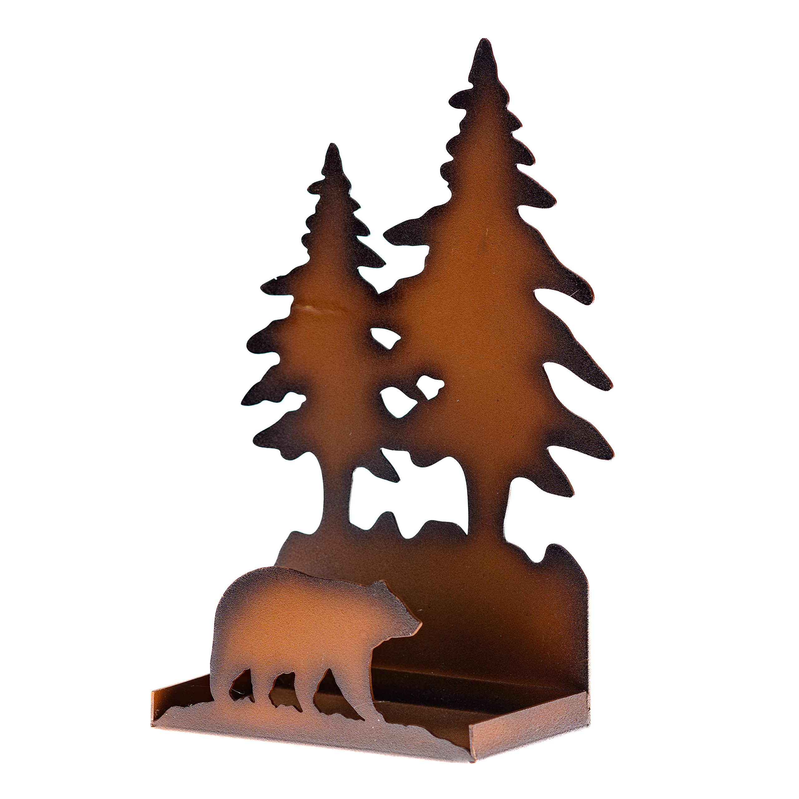 Pine Ridge Metal Bear Salt And Pepper Shaker Set - Two Glass Shakers  Metal Bear Holder Caddy For Spices And Seasonings  For Kitchen  Dining Or Table Decor