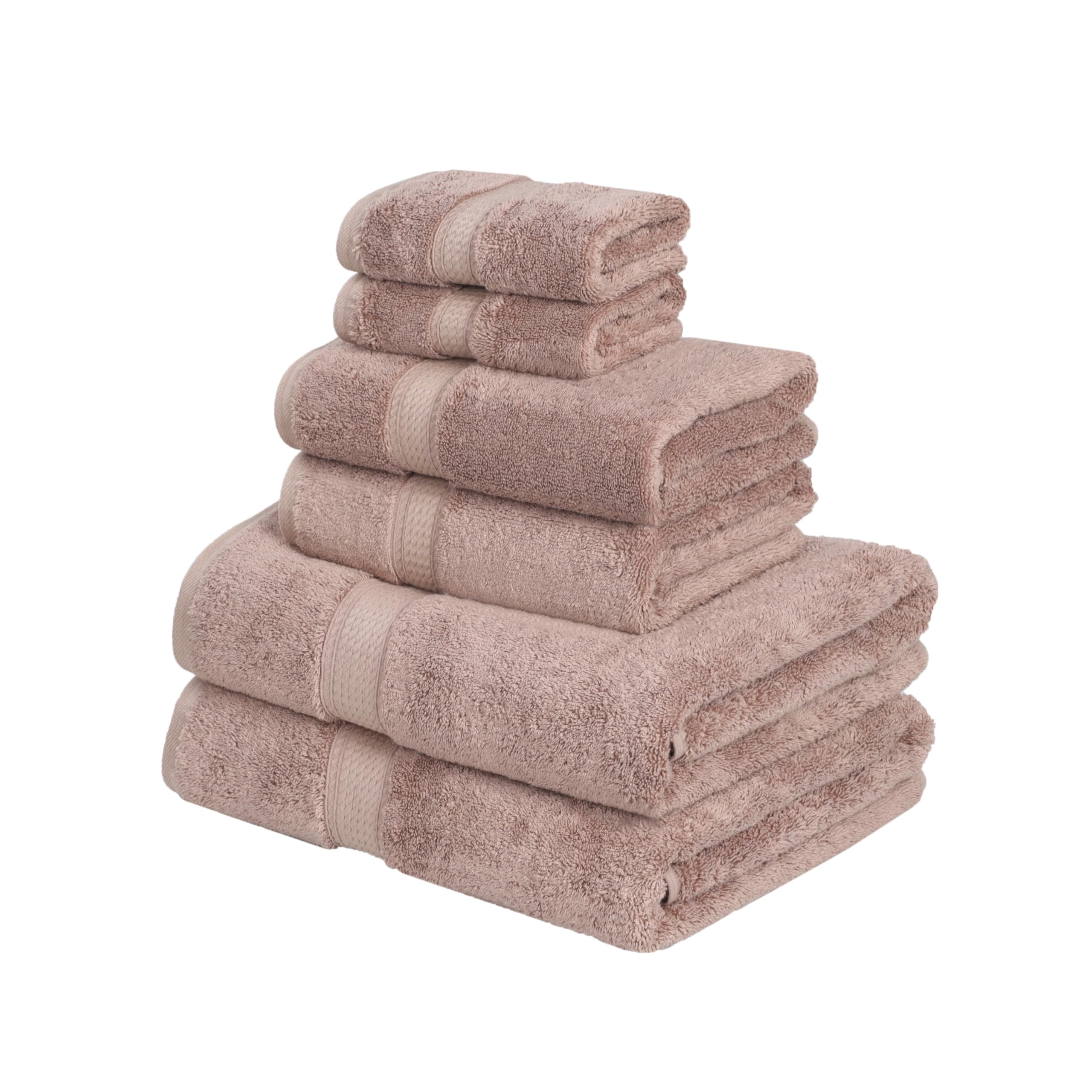 Superior Egyptian Cotton Pile 6-Piece Towel Set, 2 Bath, 2 Hand, 2 Face Towel/Washcloth, Heavyweight, Ultra Soft Luxury Towels,