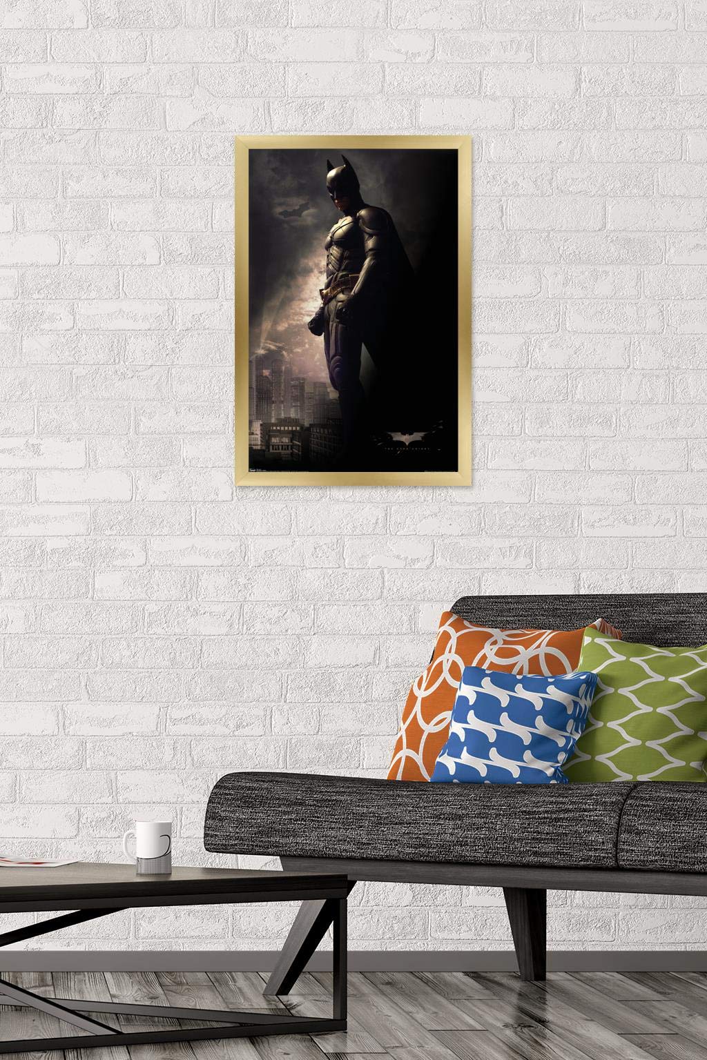 Trends International Dc Comics Movie - The Dark Knight - Batman In The Shadows Wall Poster, 14.725'' X 22.375'', Gold Framed Ver