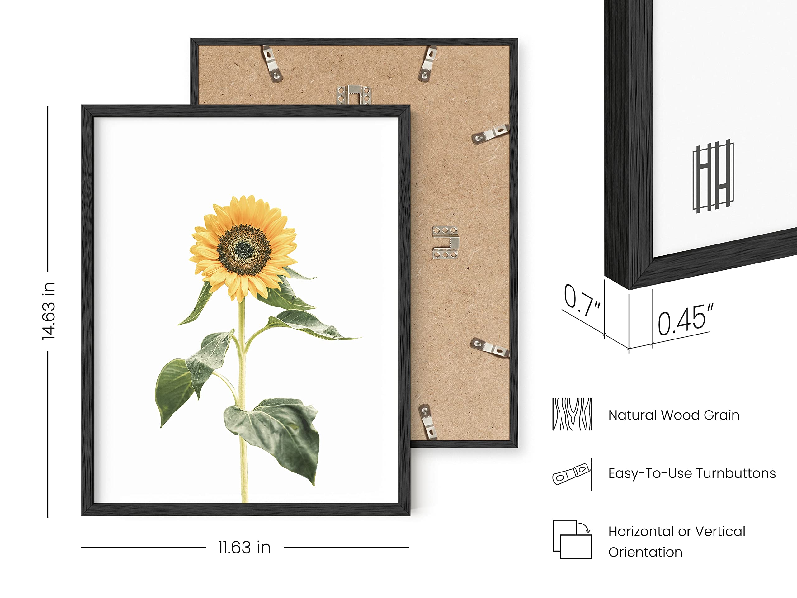 Sunflower Wall Decor and Sunflower Posters - by Haus and Hues | Set of 4 Sunflower Set Collage Bedroom Decor Sunflower Paintings for Wall Yellow Wall Art Decor Sunflower Decor (11 X 14   FRAMED BLACK)