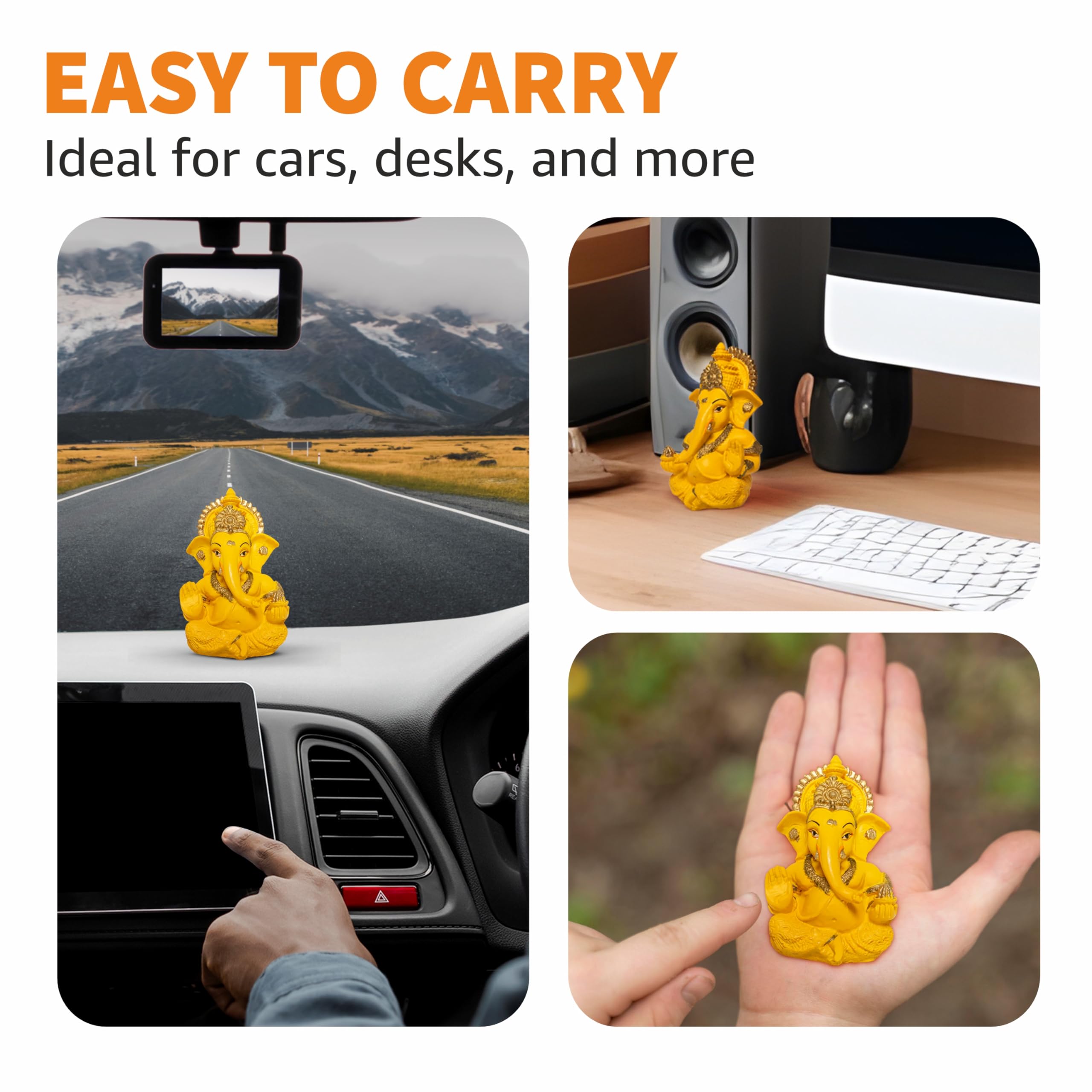 Homfil Ganesh Idol Car Dashboard Ganpati Idol Home Decor Resin Material Home Gift Office Desk Puja Room Ganpati Murti Car Dashbo