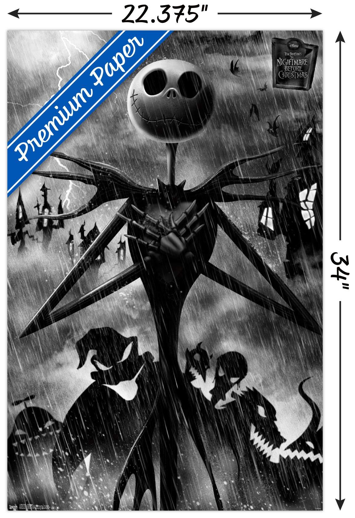 Trends International Disney Tim Burton'S The Nightmare Before Christmas-Shadows Wall, 22.375'' X 34'', Premium Poster & Clip Bun