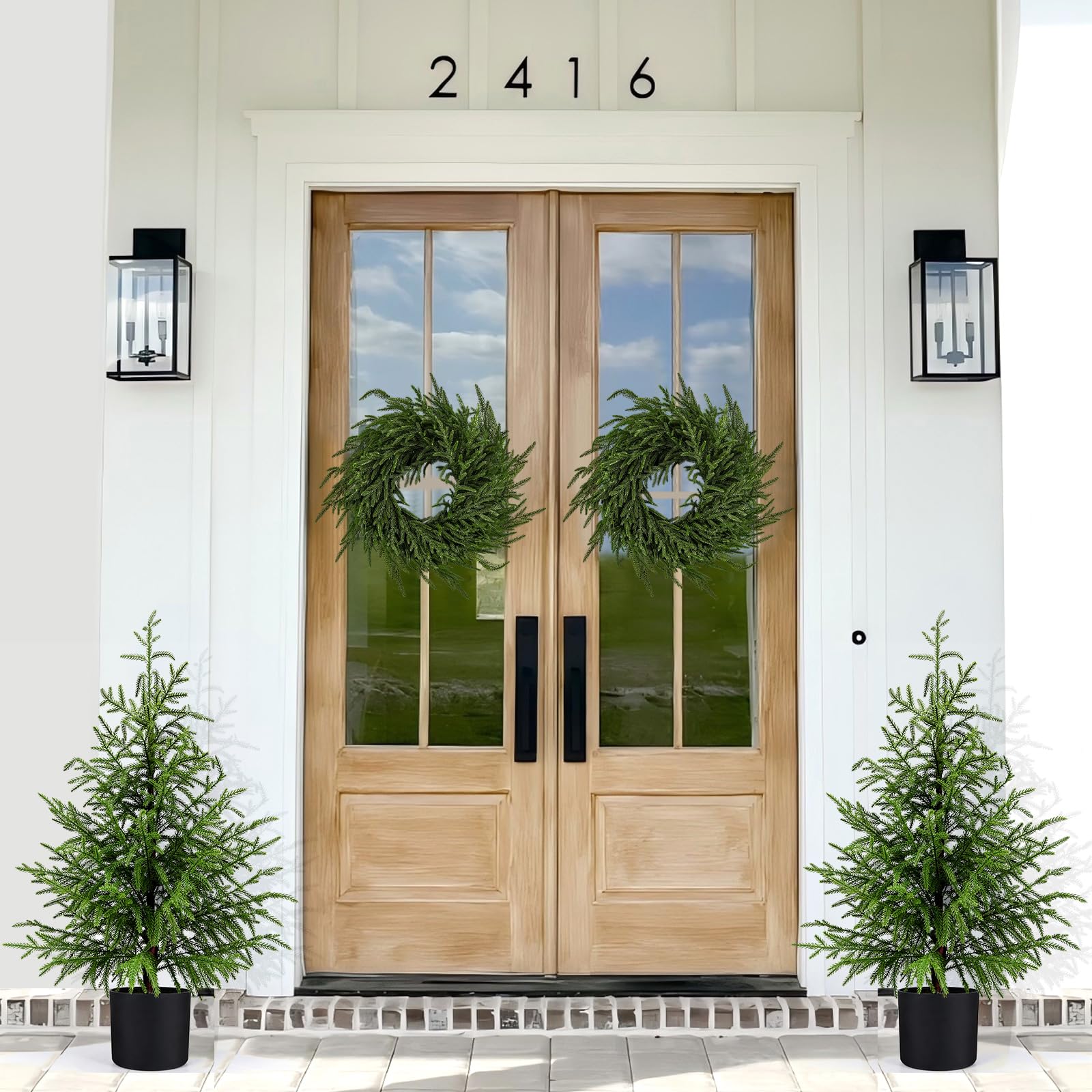 ENVEN Norfolk Pine Christmas Tree Realistic Faux Greenery for Tabletop Mantel Entryway Holiday or Year Round Home Decor (3FT-1Pa