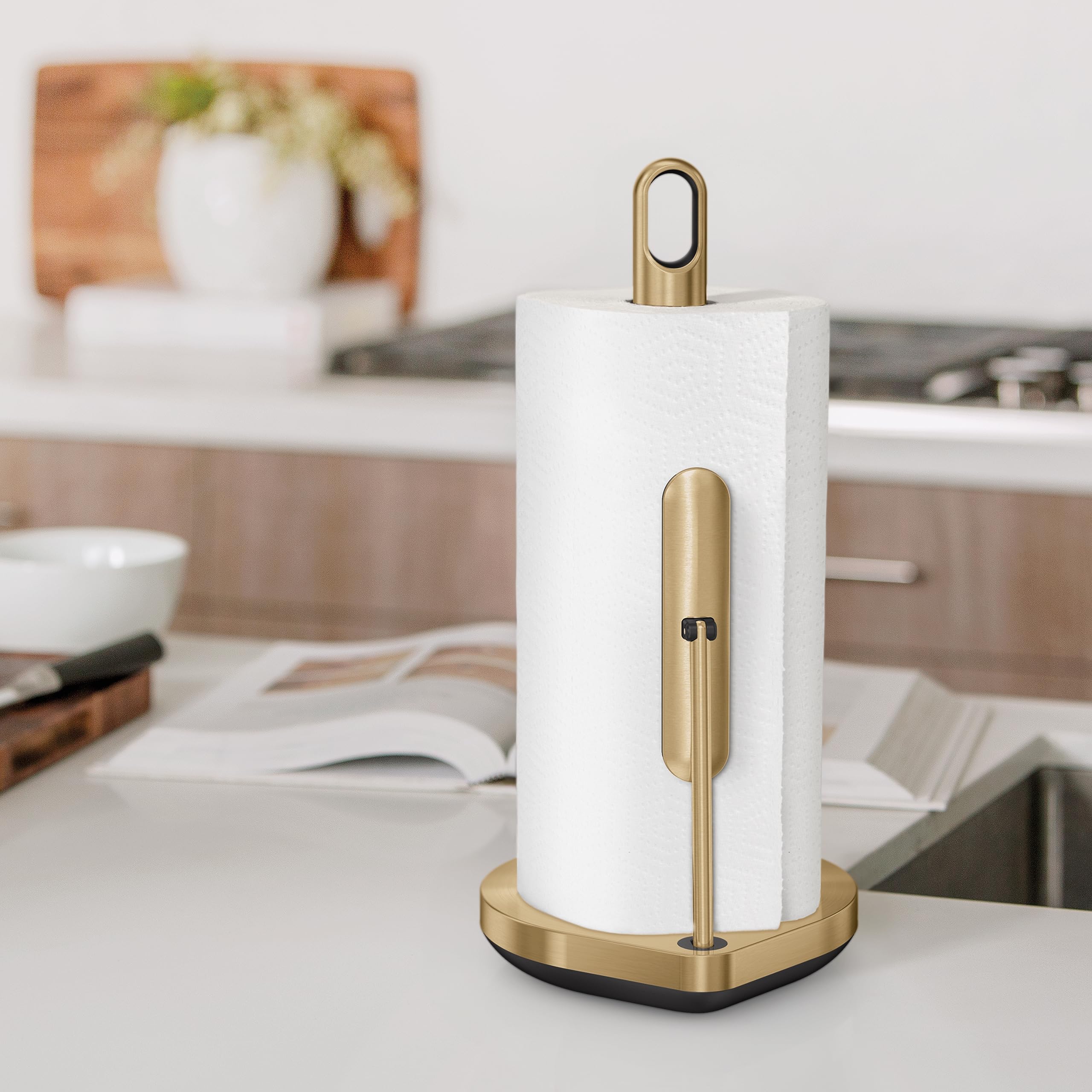 Simplehuman Tension Arm Paper Towel Holder, Brass Stainless Steel, Gold