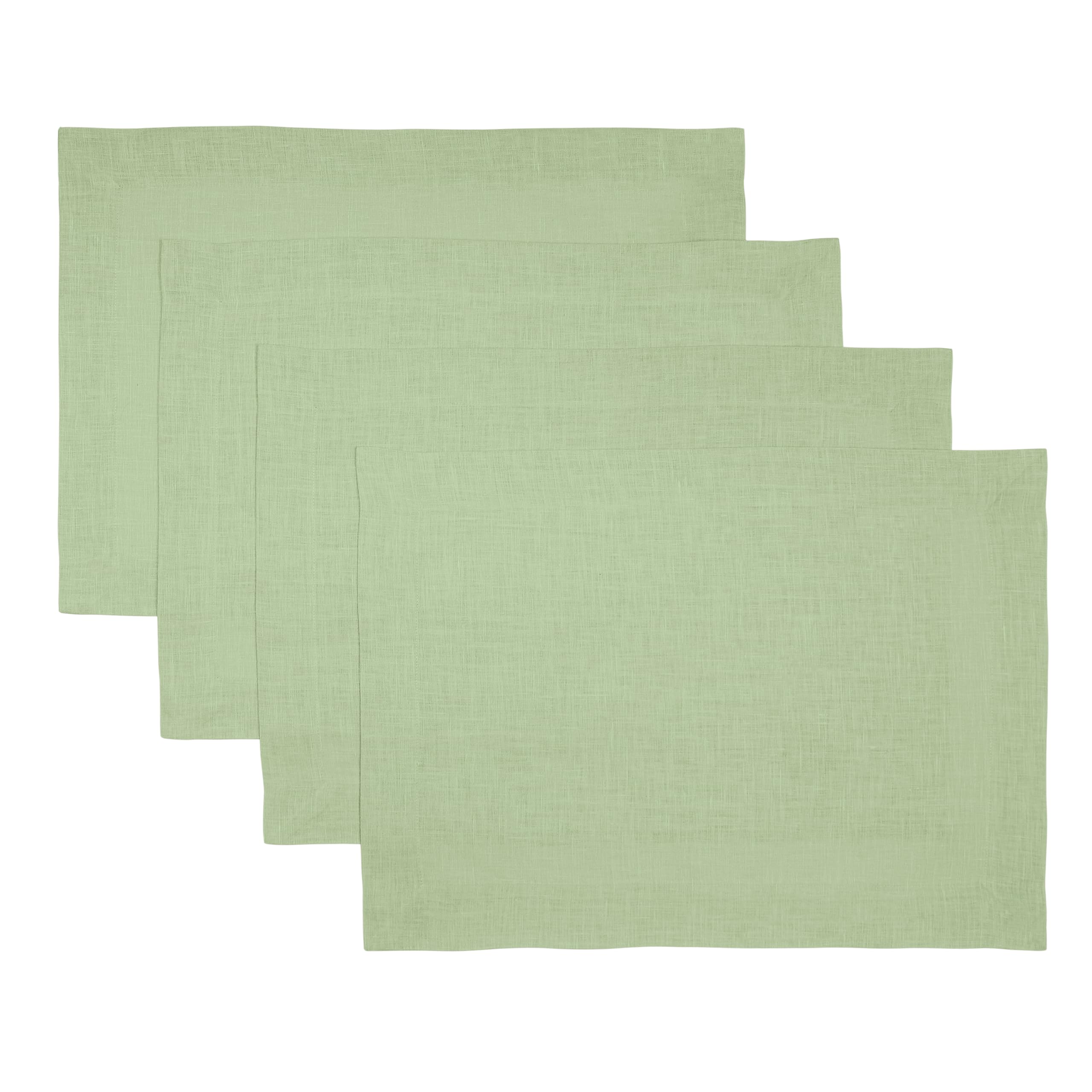 D'Moksha Homes Linen Placemats Set Of 4-100% Pure Linen Sage Green Placemats 14 X 19 Inch - Washable Sage Green Placemats For St