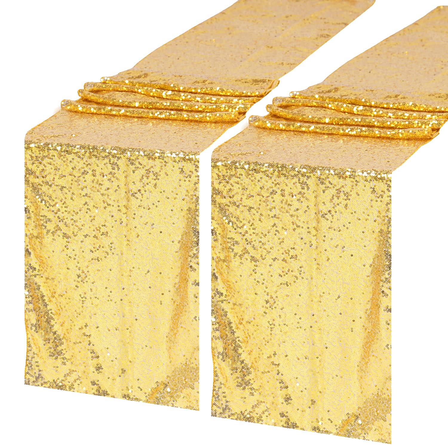 Jyflzq Gold Sequin Table Runner 12''X72'' Pack Of 2 Glitter Sequin Fabric Table Linens Runner Sparkly Sequin Runners For Table W