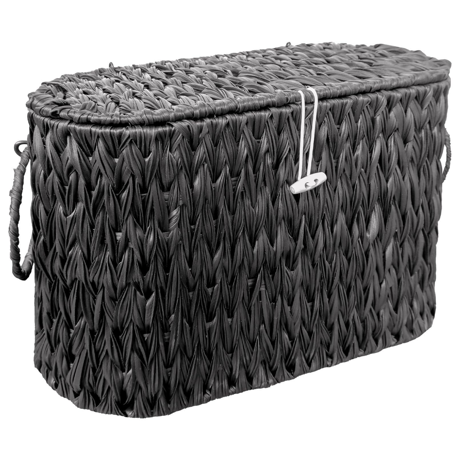 Coeusy Black Toilet Paper Basket With Lid,Wicker Toilet Paper Storage Stand,Extra Large Toilet Paper Organizer Basket,Mega Roll