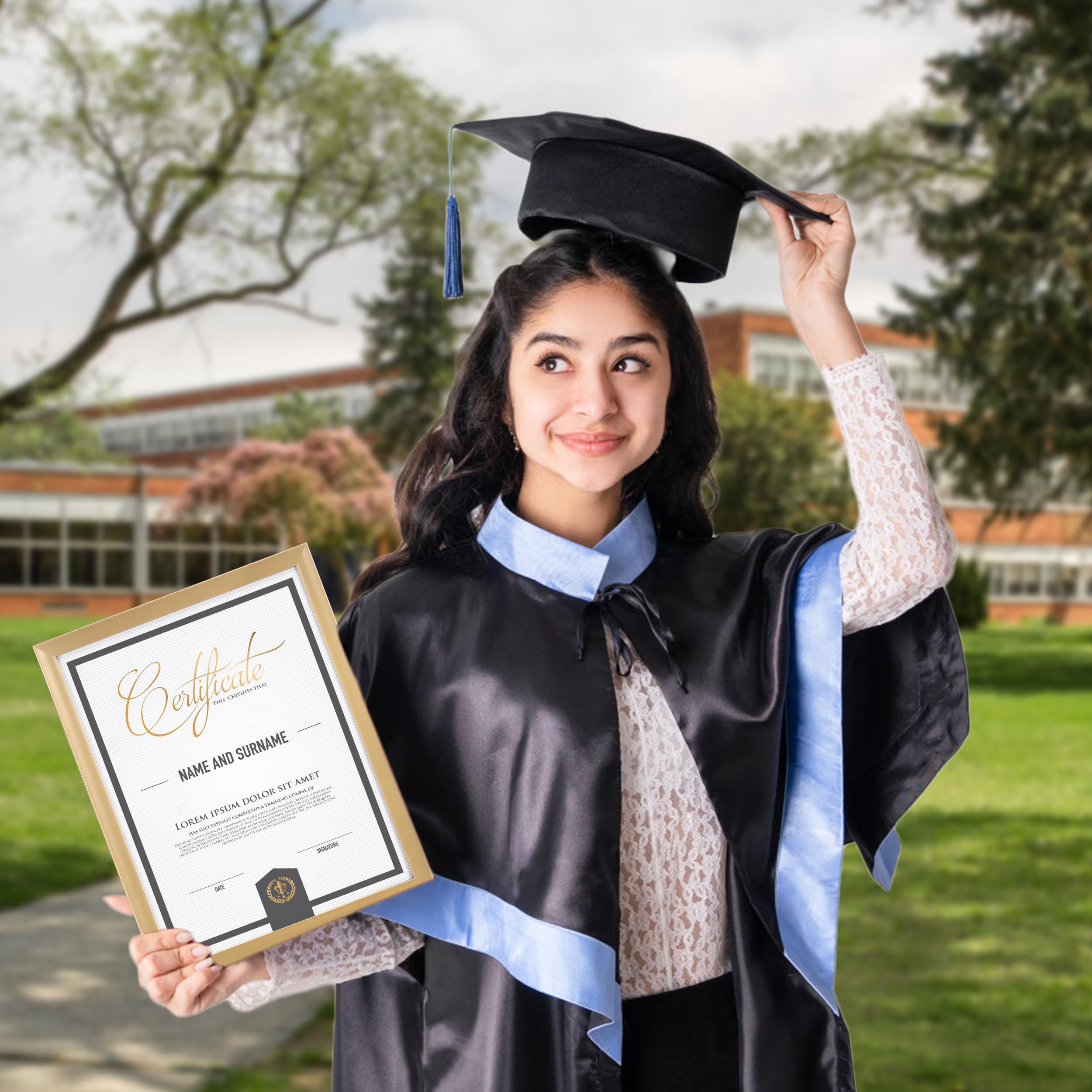 EYMPEU 8.5x11 Picture Frames Gold Set of 7, 8.5 x 11 Certifaicate Frame Document Award Diploma Display, Wall or Tabletop