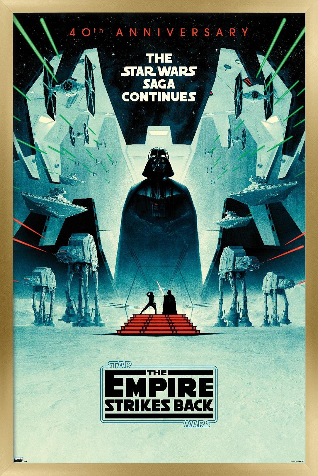 Trends International Star Wars: The Empire Strikes Back - 40Th Anniversary Wall Poster, 14.725'' X 22.375'', Gold Framed Version