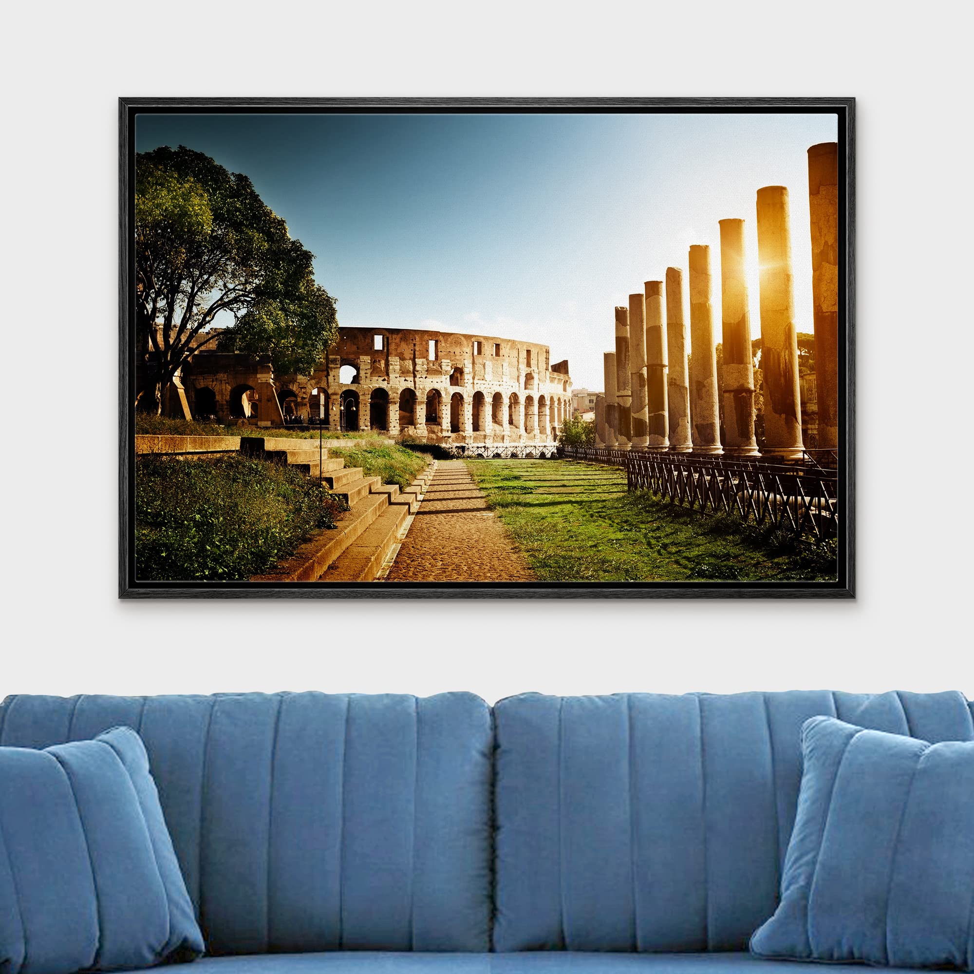 wall26 Framed Canvas Prints Wall Art - Colosseum in Rome  Italy - 24''x36'' Black
