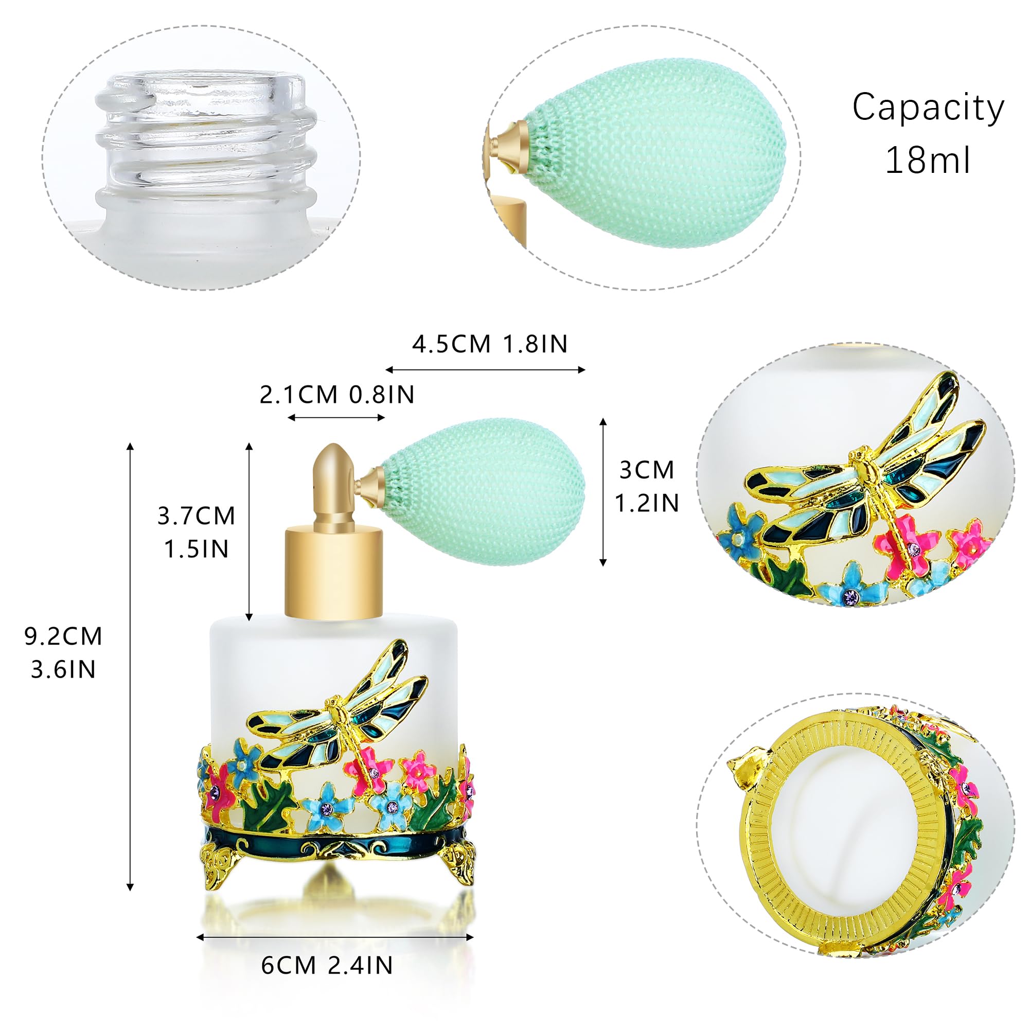 Yu Feng 18Ml Frosted Refillable Perfume Bottle Round Glass Perfume Spray Bottle Hand-Painted Empty Travel Perfume Atomizer Gift