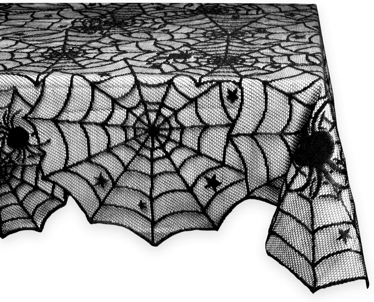 DII Black Lace Overlay Tabletop Collection Gothic Halloween Decor  Tablecloth  54x72  Spider Web