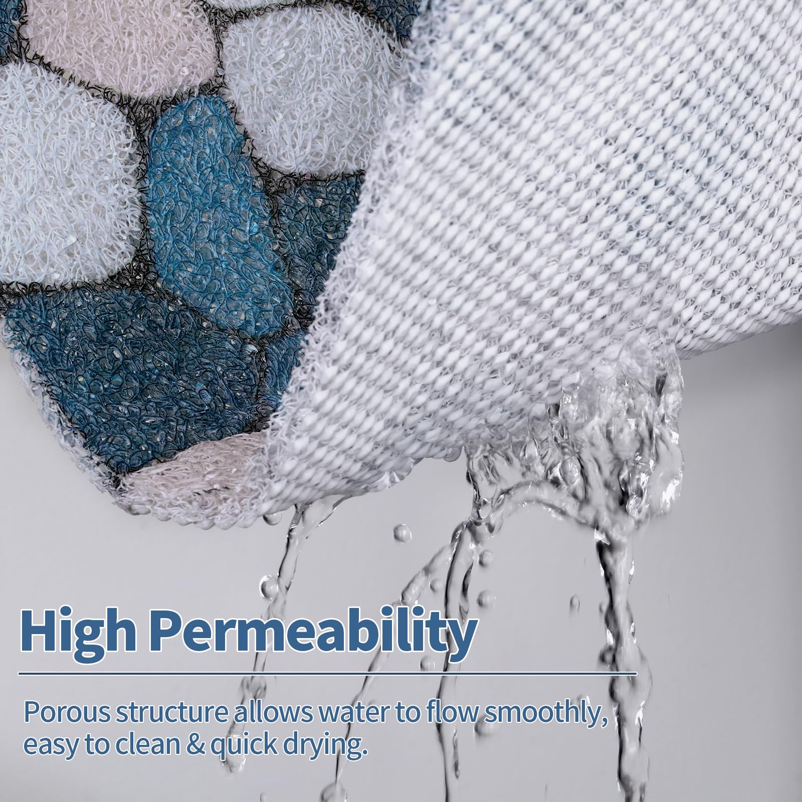 Hombys Square Shower Mat Non Slip,Shower Mat With Drain Hole In Middle,Shower Floor Mats For Inside Shower,Pvc Loofah Shower Sta