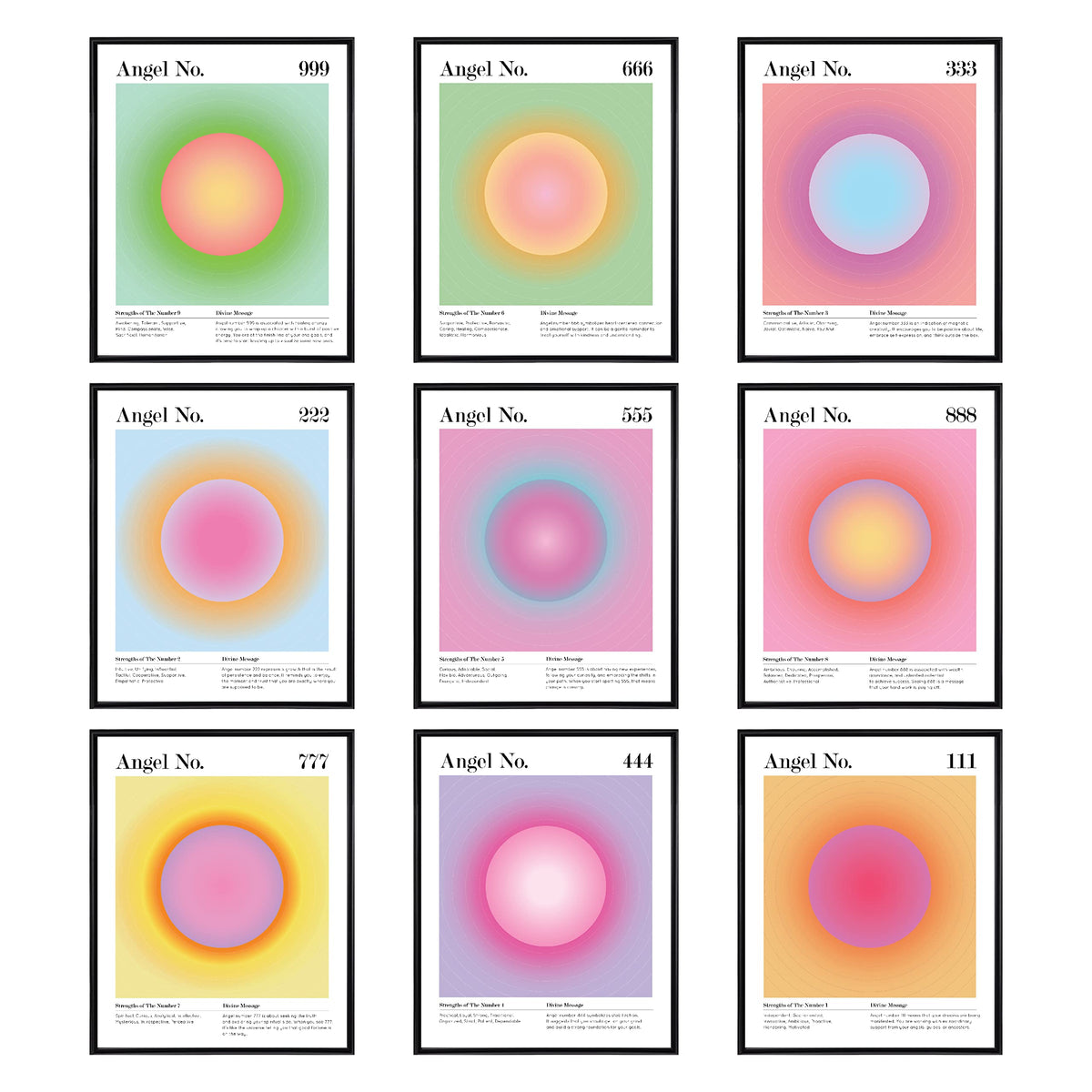 97 Decor Angel Number Poster - Aura Poster Aesthetic, Spiritual Posters, Gradient Angel Numbers Print, Pink Aura Balance Energy