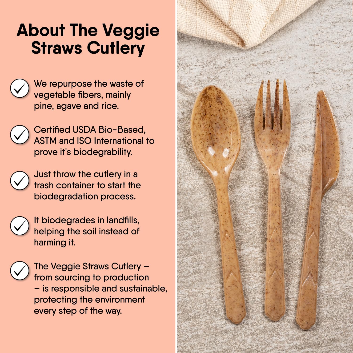 Premium Quality100% Biodegradable Forks Made Of Vegetable Fibers, 100 Pcs Of 6.7    Long Heavy-Duty And Splinter Free Eco-Friend