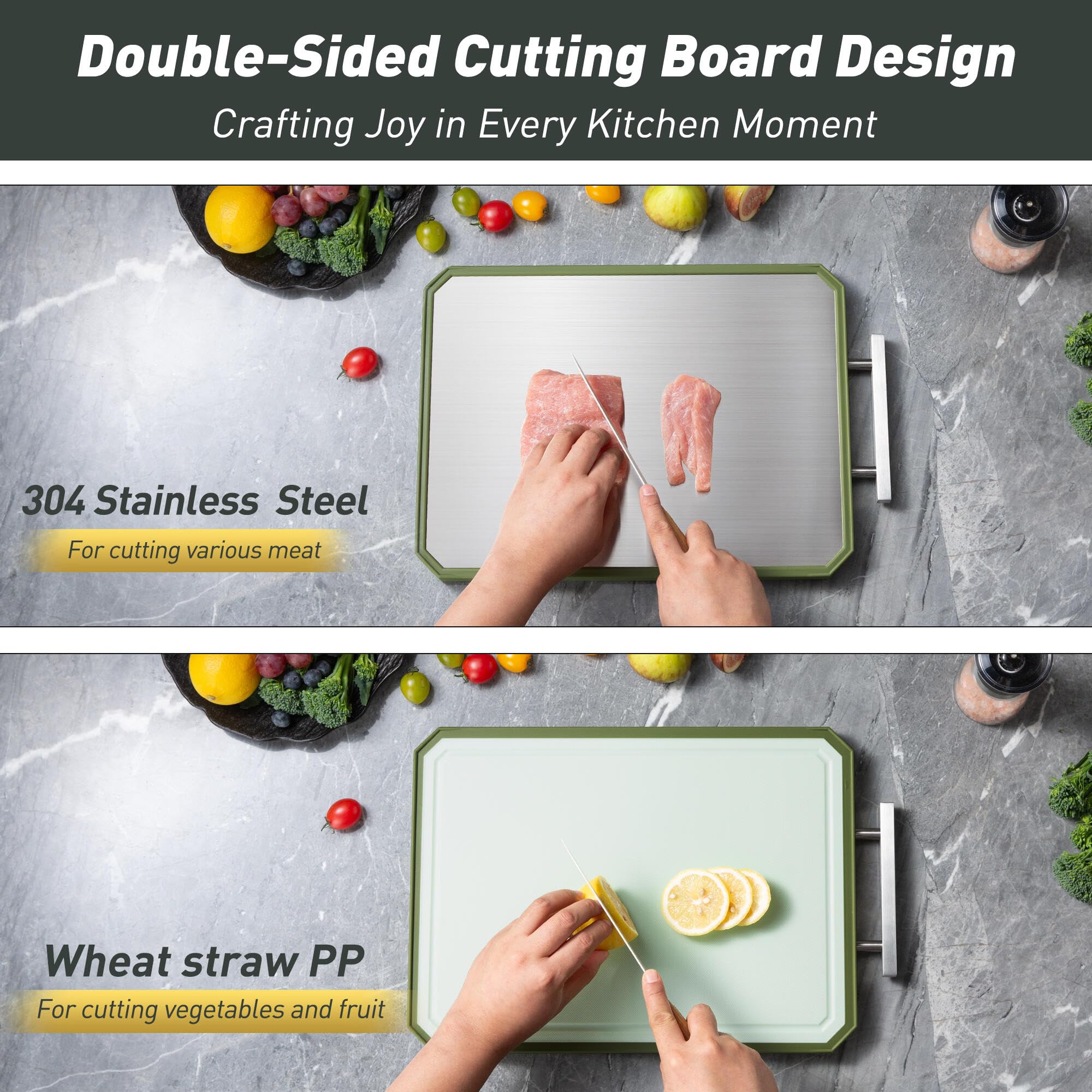 2 in 1 Stainless Steel Cutting Board with Handle Chopping Butcher Block not Titanium Mother Day Best Mama Mommy Bonus Mom Ever M