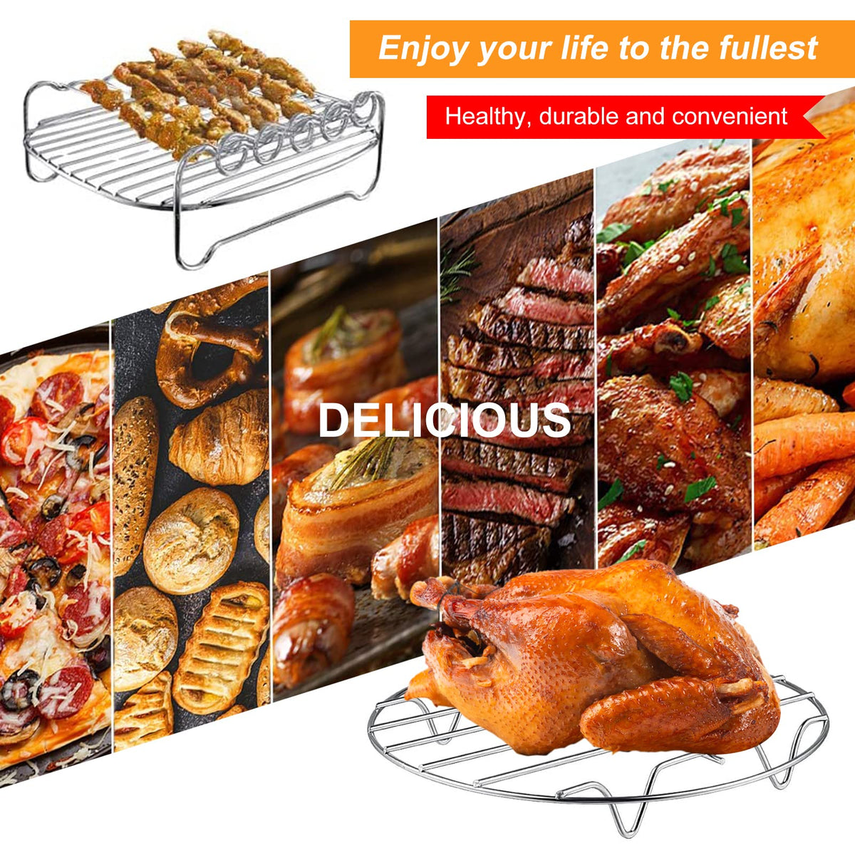 Wire Rac GWY Air Fryer Rack Set of 2, Multi-Purpose Metal Double Layer Wire Rac ...