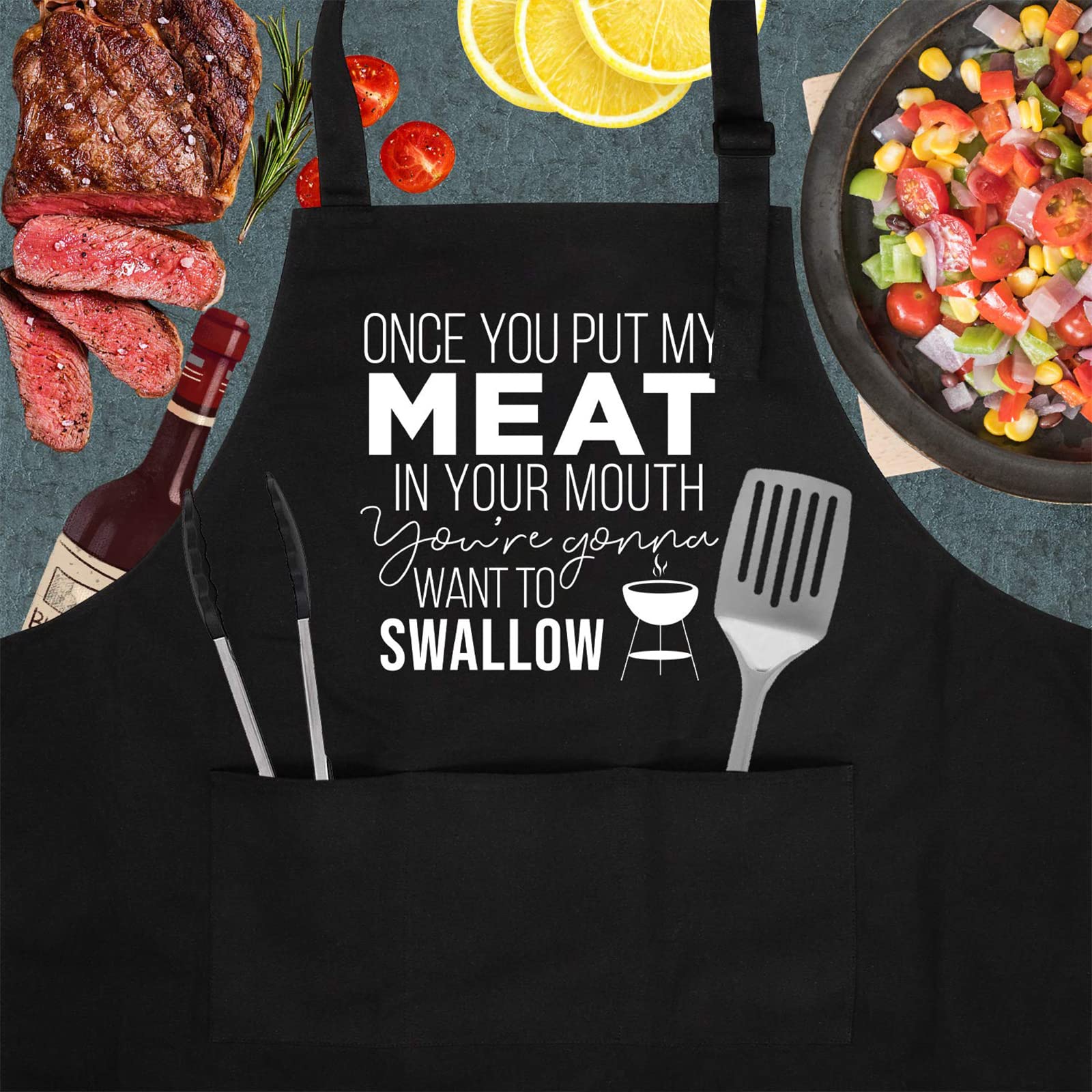 Miracu Funny Grilling Aprons For Men, Husband Gifts From Wife - Christmas Santa, Birthday Naughty Gifts For Men, Best Friend, Ma