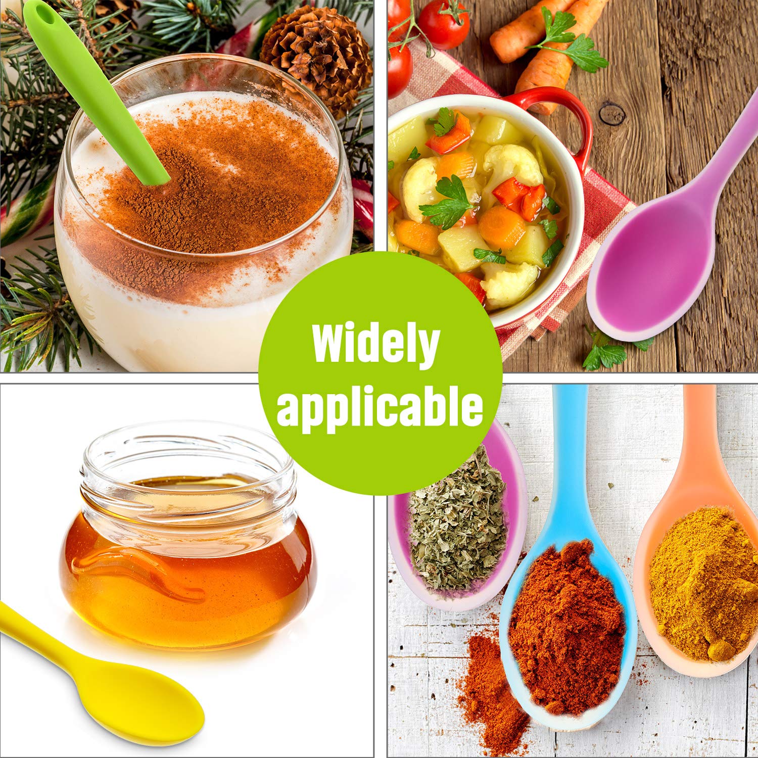Boao 6 Pieces Small Multicolored Silicone Mixing Spoons Heat Resistant Nonstick Spoon Silicone Serving Spoon For Kitchen Cooking