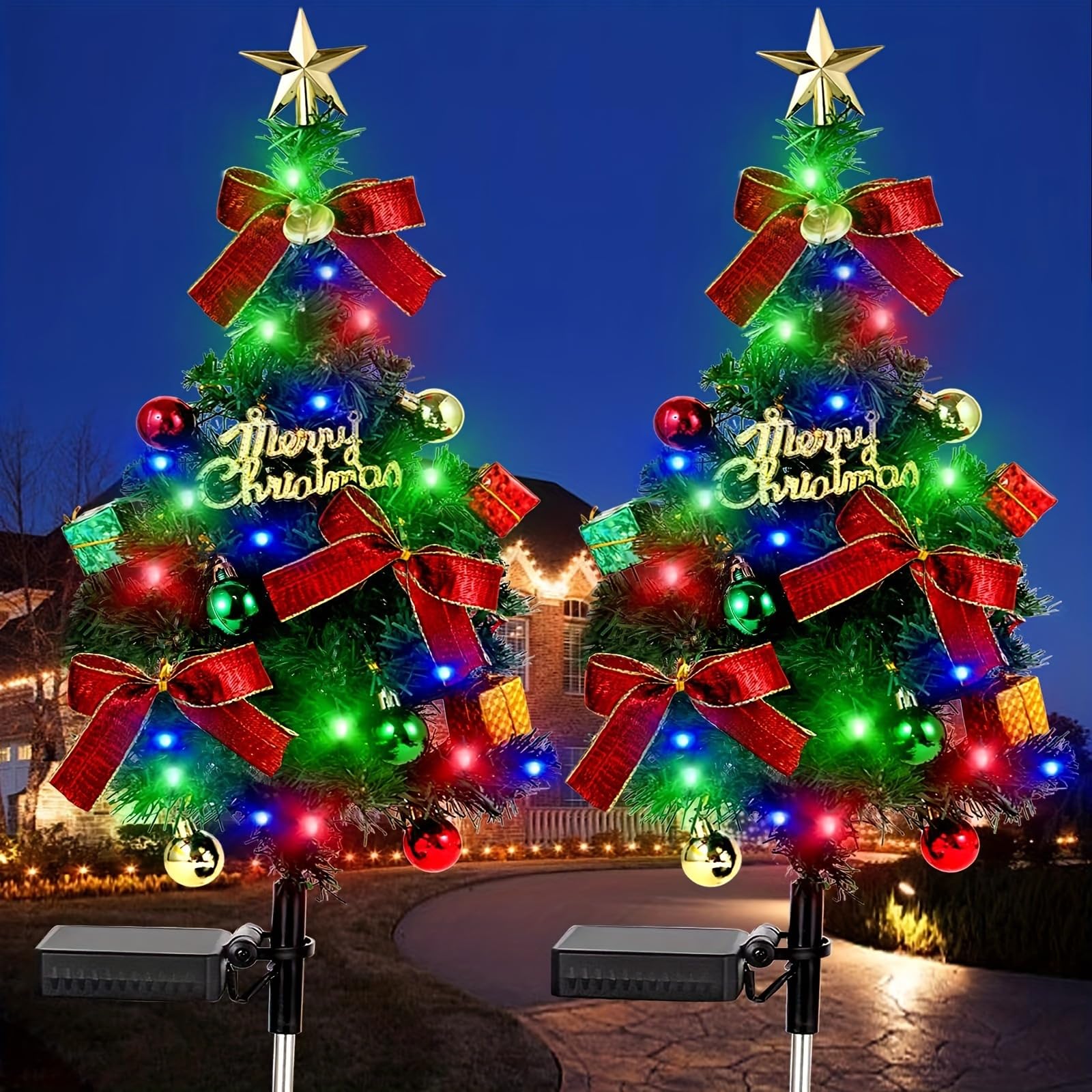 Solar Christmas Trees Lights Outdoor Decoration Waterproof, 2026 New Durable Pathway Lights for Garden, Versatile Patio Decorati