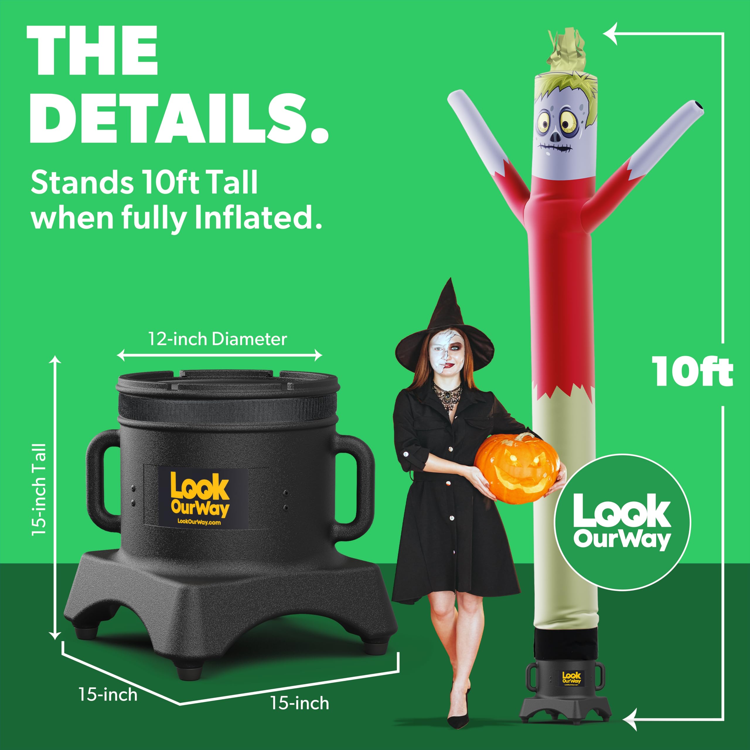 LookOurWay Halloween Air Dancers Inflatable Tube Man Set | 10ft Monster Wacky Waving Inflatable with 12-Inch Blower | Outdoor Ha