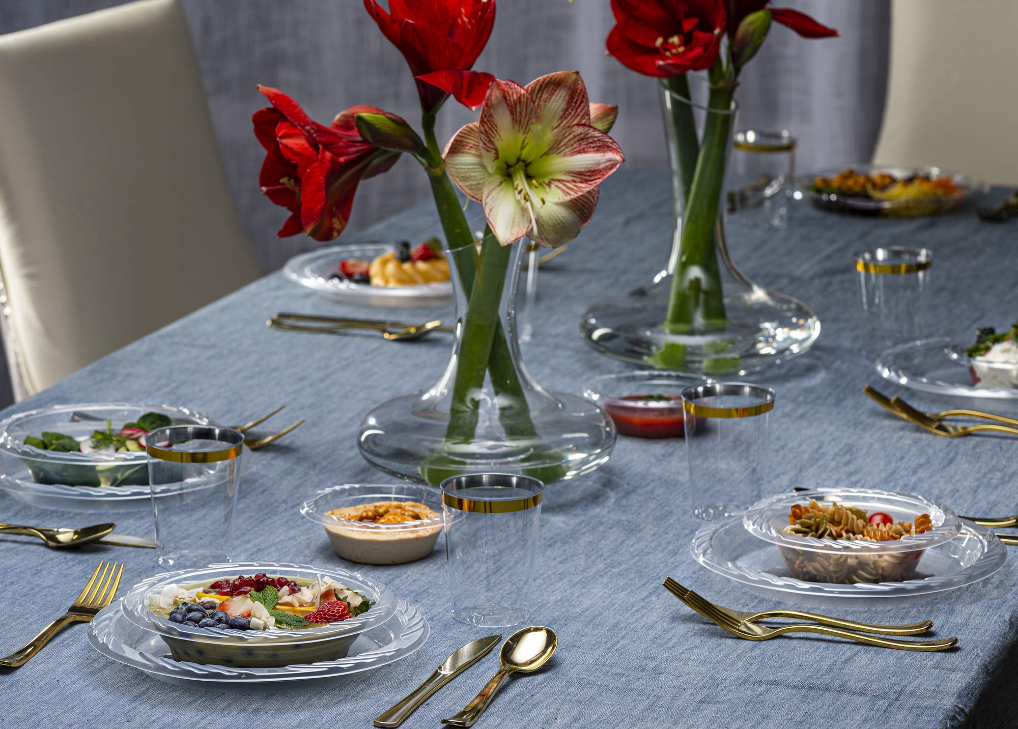 PLASTICPRO 9'' inch Premium Crystal Clear Disposable Plastic Dinnerware Party Plate Pack of 80