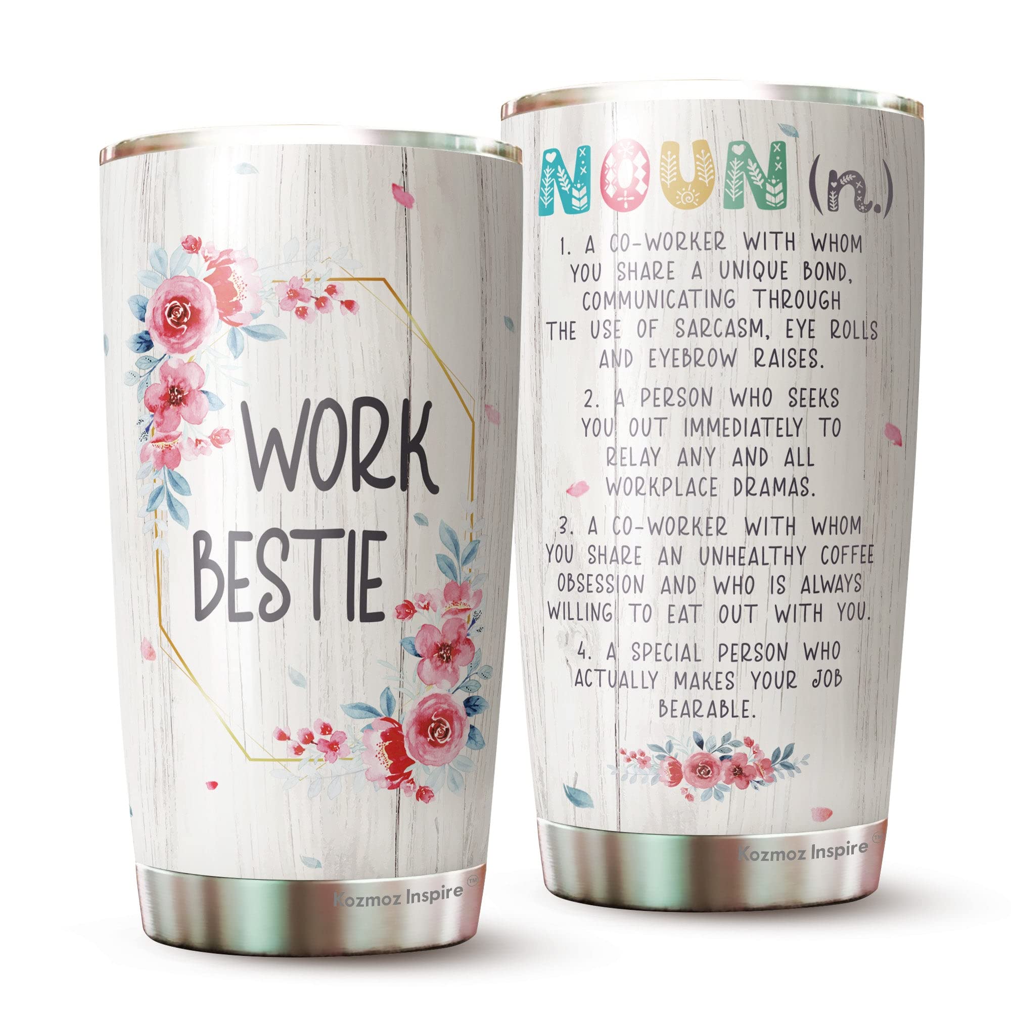 Kozmoz Inspire Work Bestie Definition Tumbler 20 Oz - Work Bestie Cup, Work Bestie Gifts For Women - Gifts For Coworkers Leaving