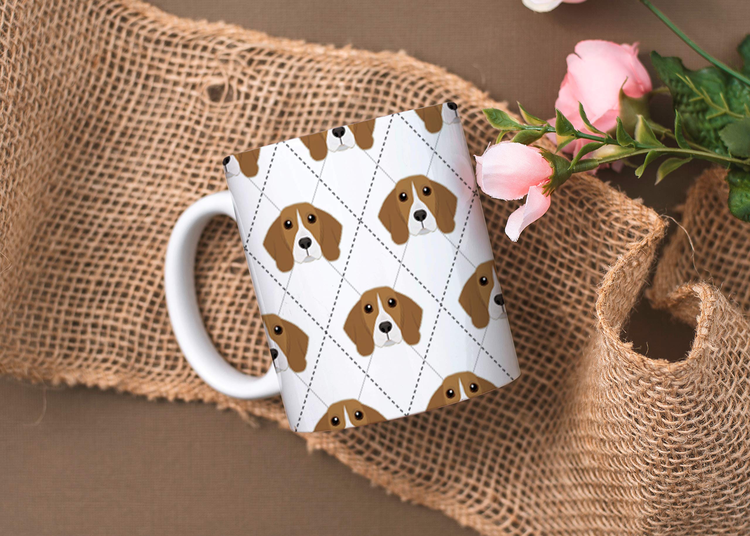Mystic Sloth Adorable Dog Breed Design Argyle Pattern 11Oz Ceramic Coffee Mug (Beagle)