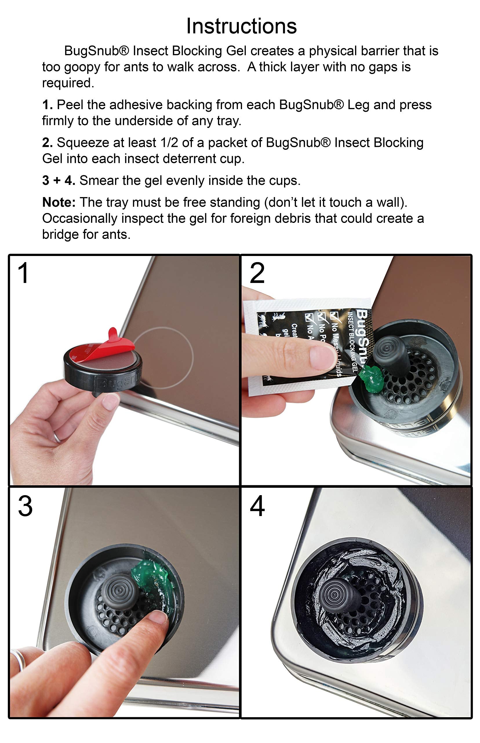 Bugsnub Legs For Trays (4 Pack)- Waterless, Moat Free Cat And Dog Food Tray Legs For Crawling Pest Free Pet Food Feeding Station
