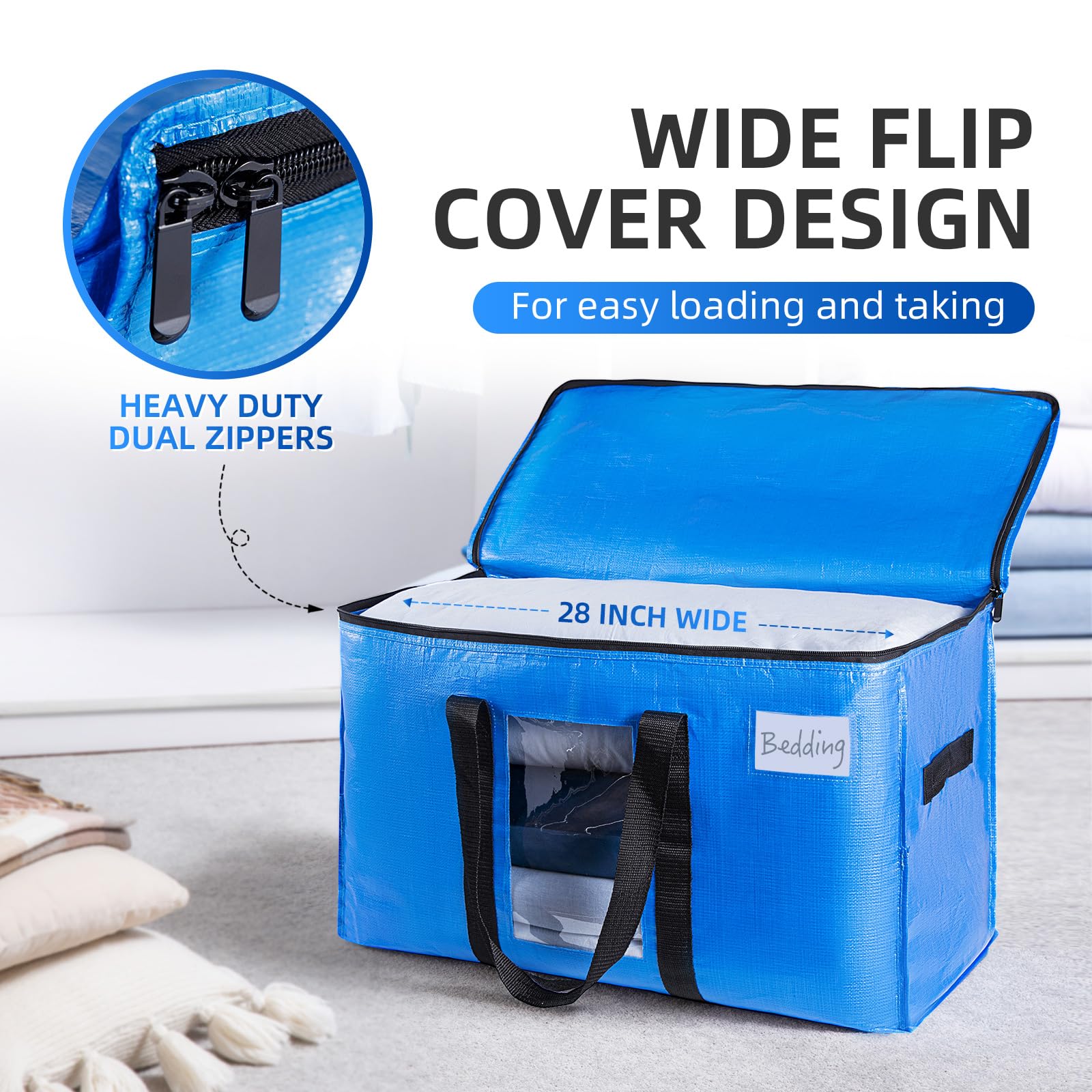 Taili Extra Large Moving Bags, 6 Pack Heavy Duty Totes For Storage With Visible Window, Wrap Around Handles, Storage Bags For Sp