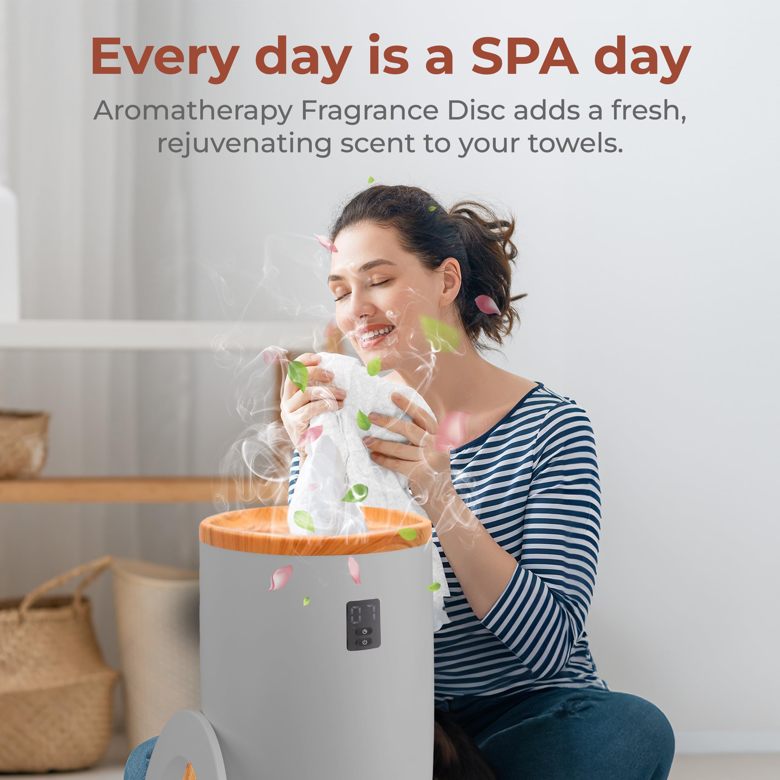 Serenelife Single Touch Towel & Blanket Warmer With Fragrant Disc Holder And Led Ring, Automatically Shut Off Feature, Built-In