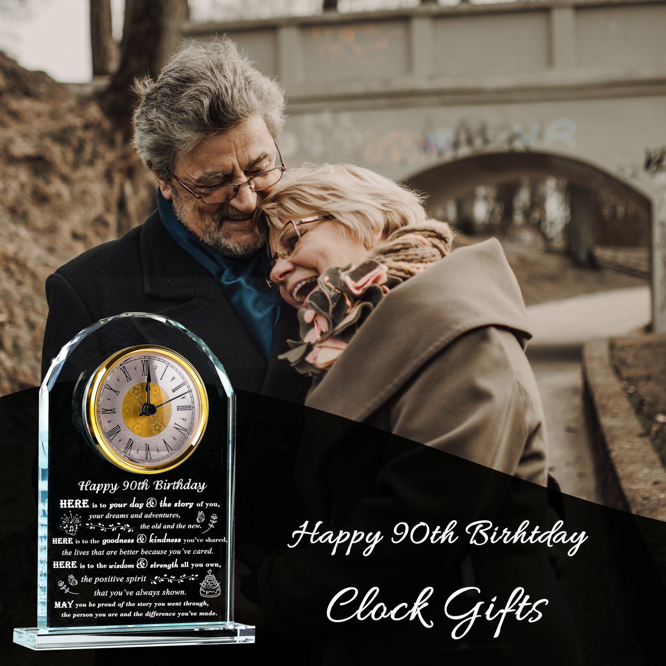90th Birthday Gifts for Women Men - Crystal Clock Gifts Personalized 1935 90 Year Old Birthday Present for Her Him - Happy 90th