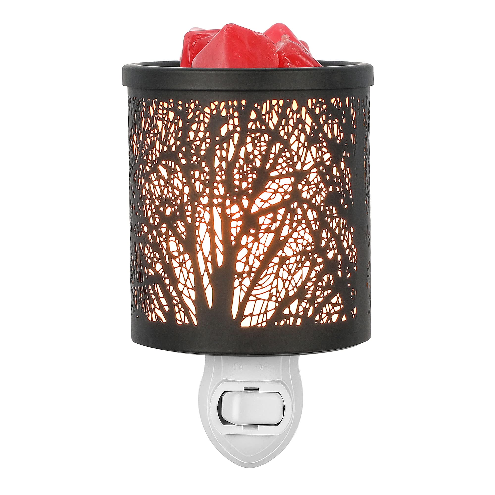 inrorans Wall Plug in Wax Warmer Metal Black Wax Burner with Removable Dish,Fragrance Wax Warmer Night Light for Home Bedroom Ro