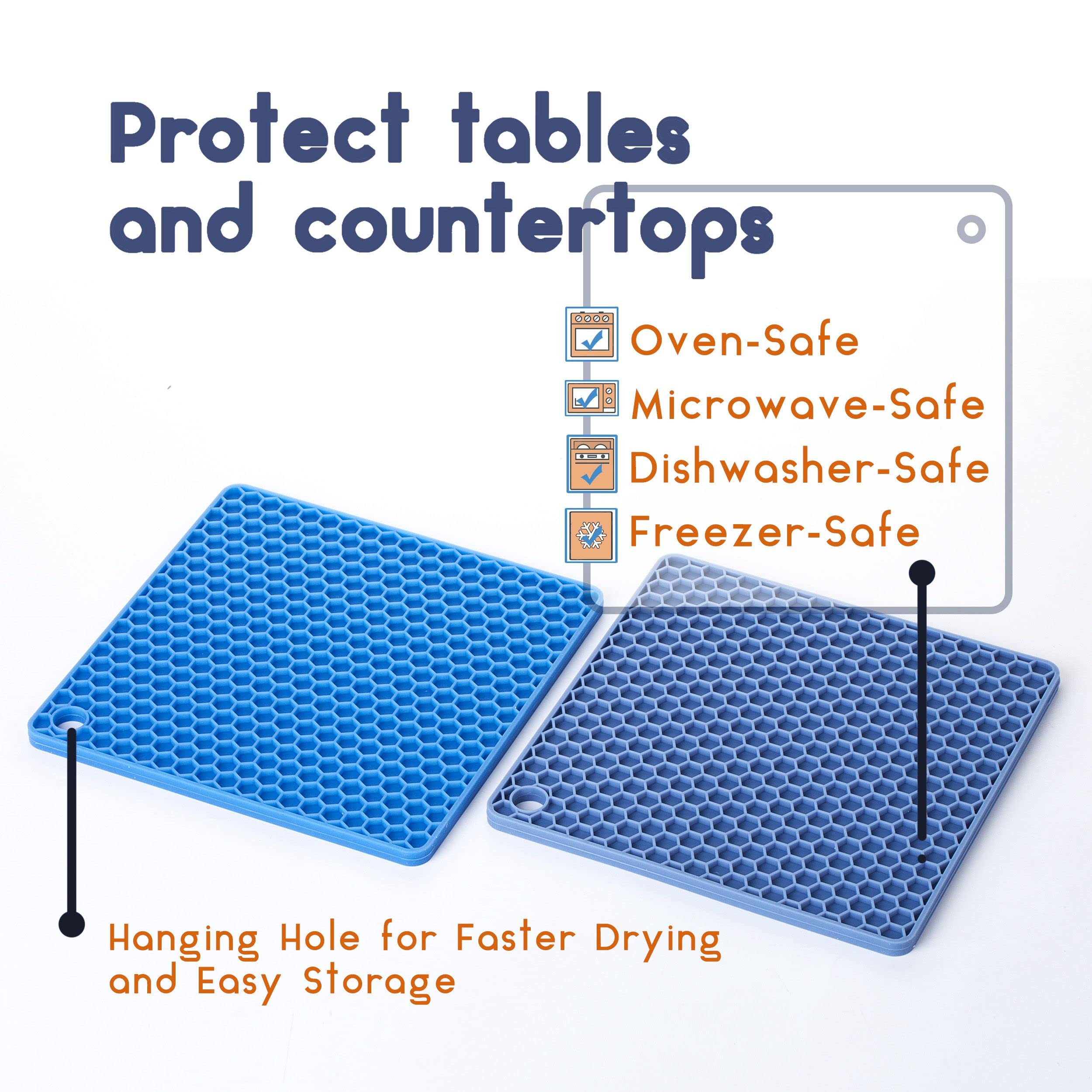 Btat- Silicone Trivet Mats, 2 Pack, Silicone Trivet, Silicone Hot Pads For Kitchen, Silicone Trivets For Hot Pots And Pans, Sili